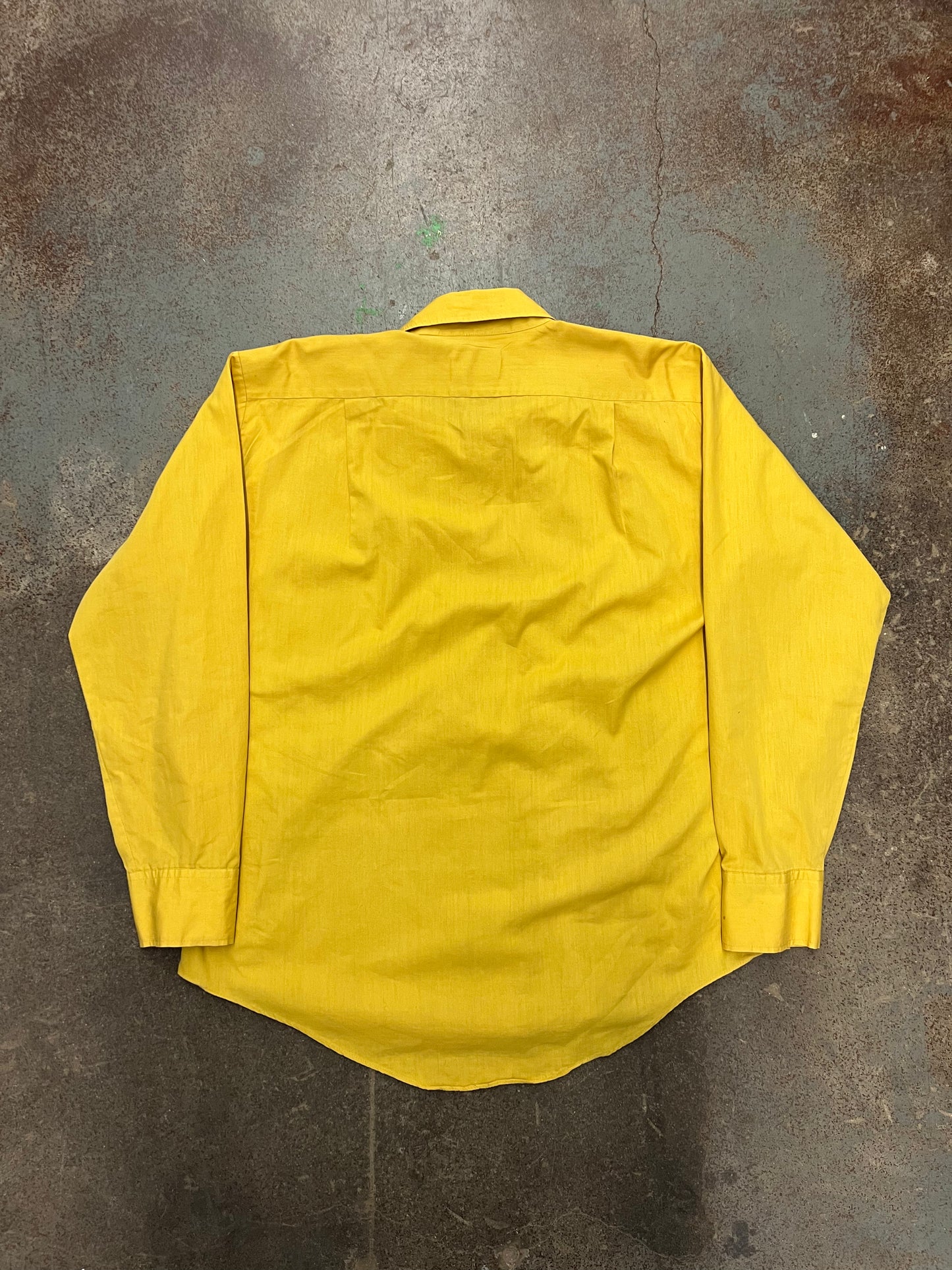 1970's Rage Permanent Press Yellow Button Up Shirt - L