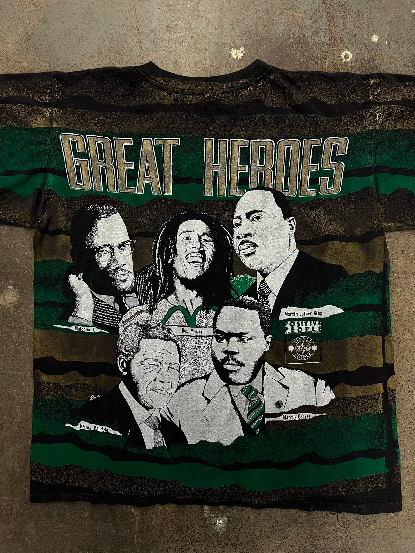 1990's Great Heroes Black History All Over Print Graphic T-Shirt - XL