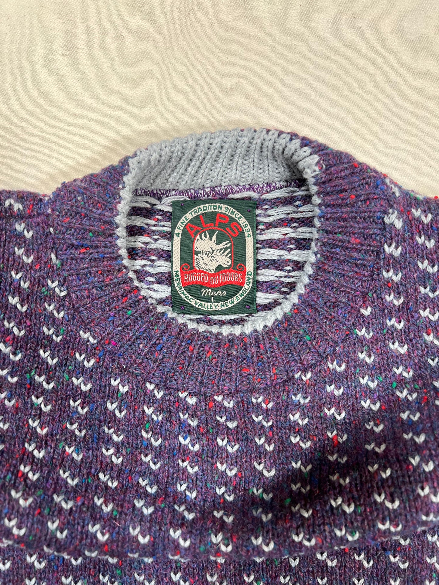 1990's Alps Birdseye Wool Knit Sweater - L
