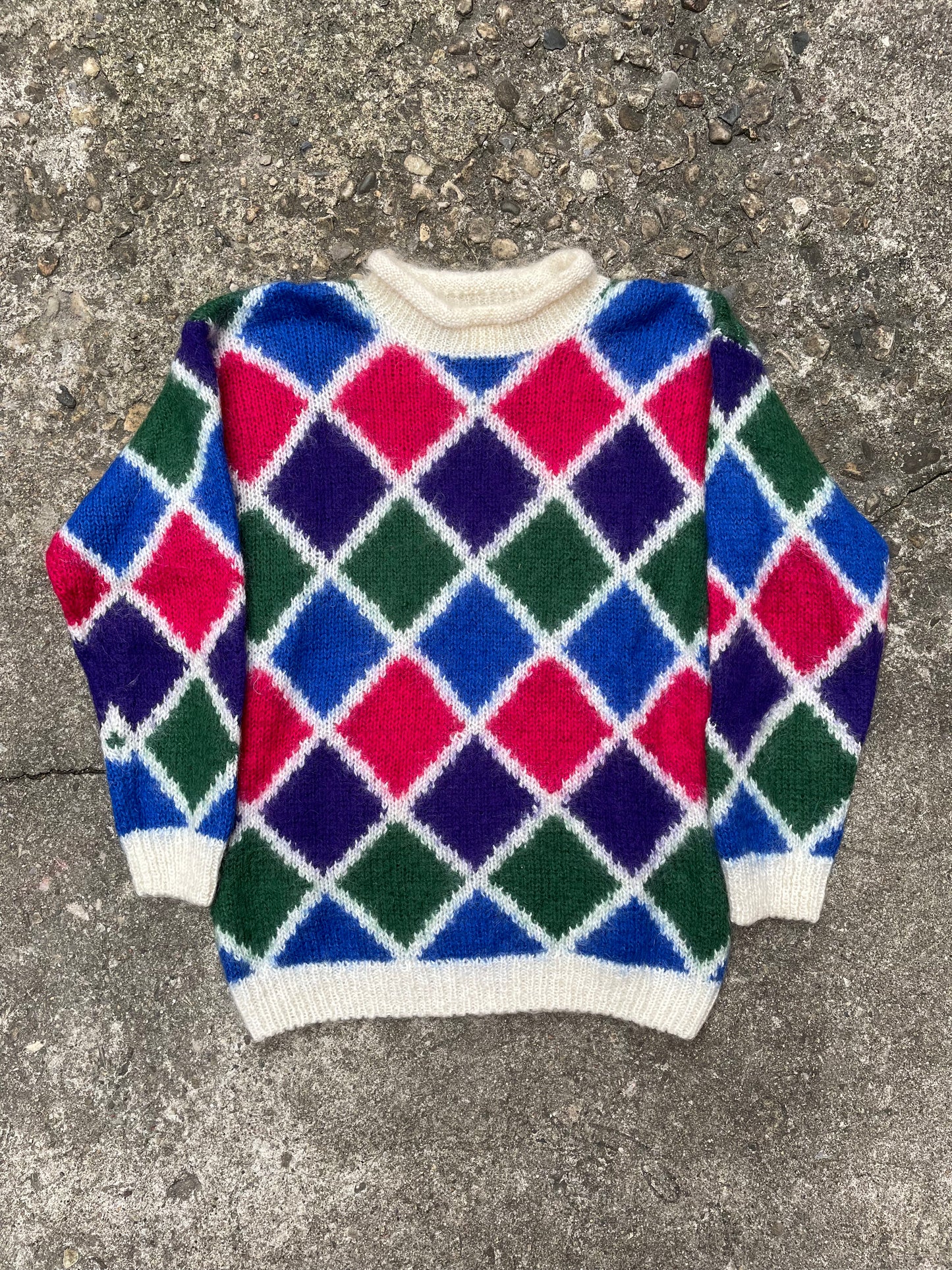 1970's Eaton Patterned Mohair Knit Sweater - M