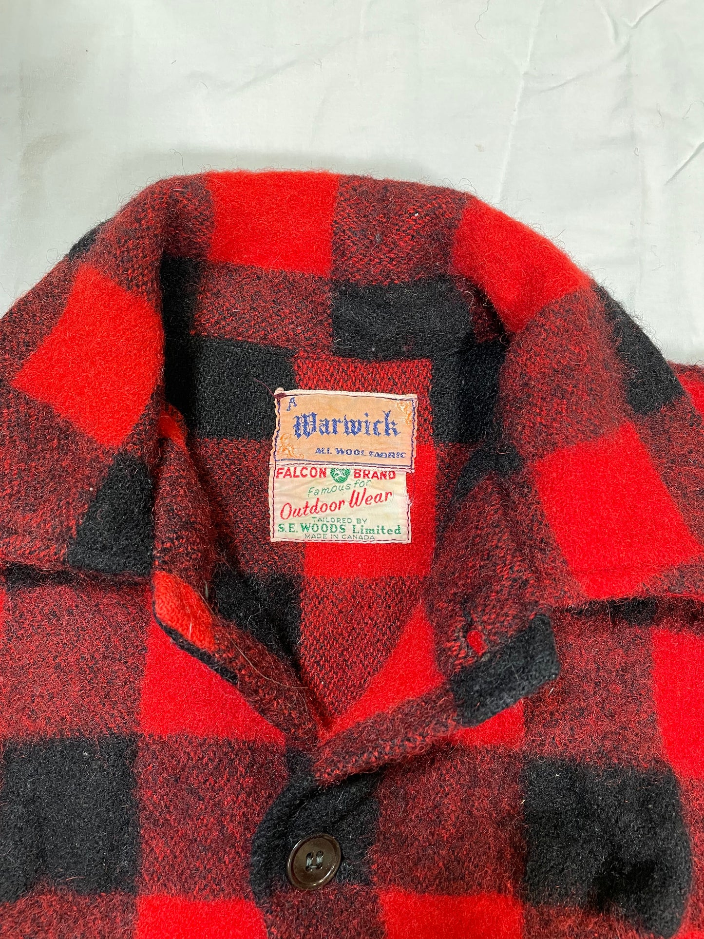 1940's/1950's Falcon Brand Buffalo Check Plaid Wool Jacket - M/L