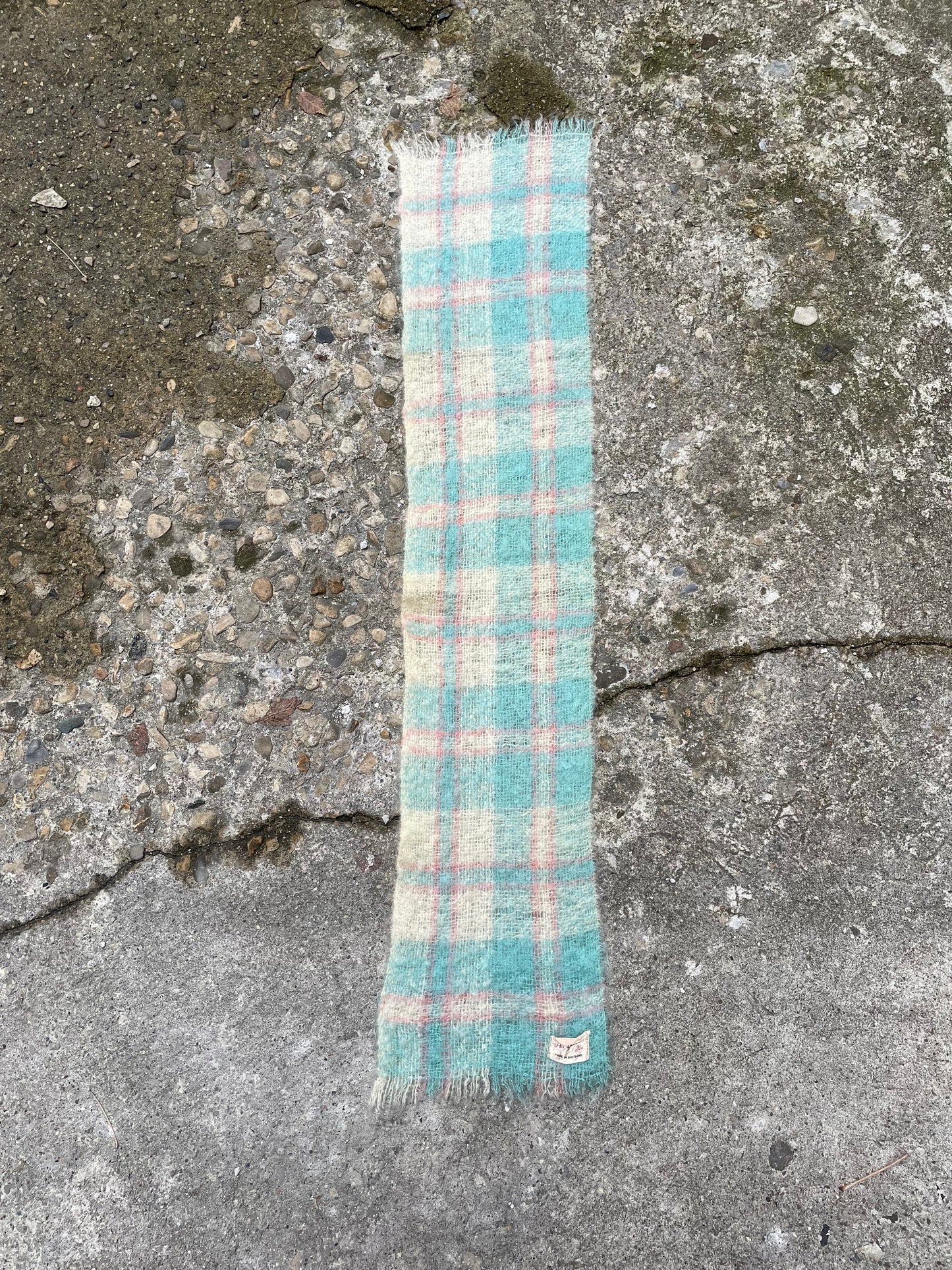 1970's Plaid Mohair Scarf