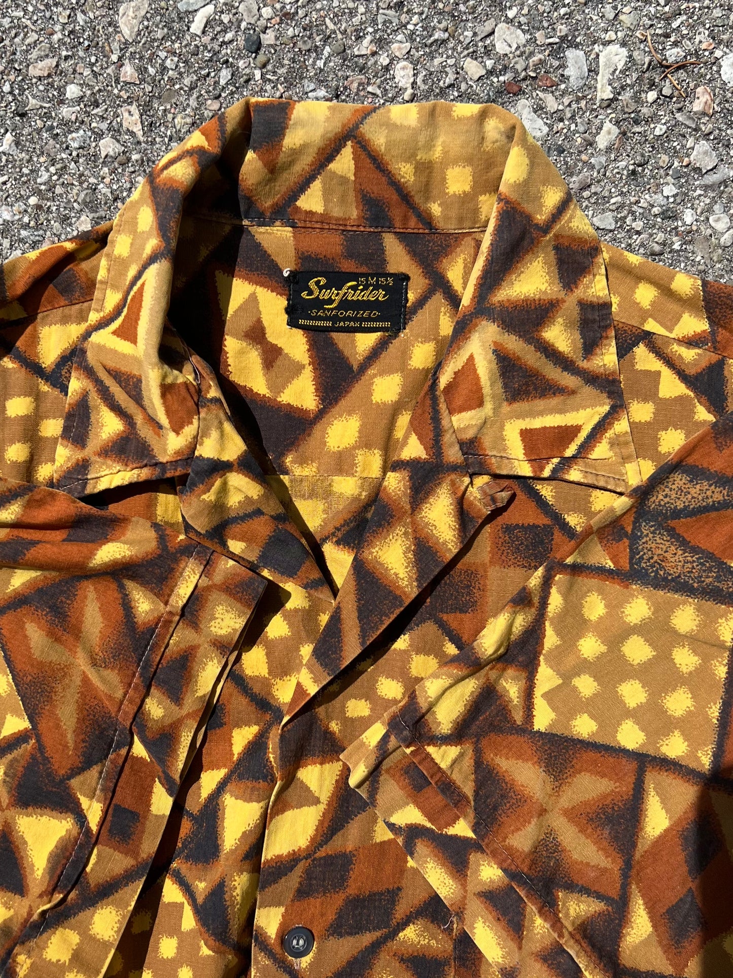 1960's Surfrider Patterned Loop Collar Short Sleeve Shirt - M