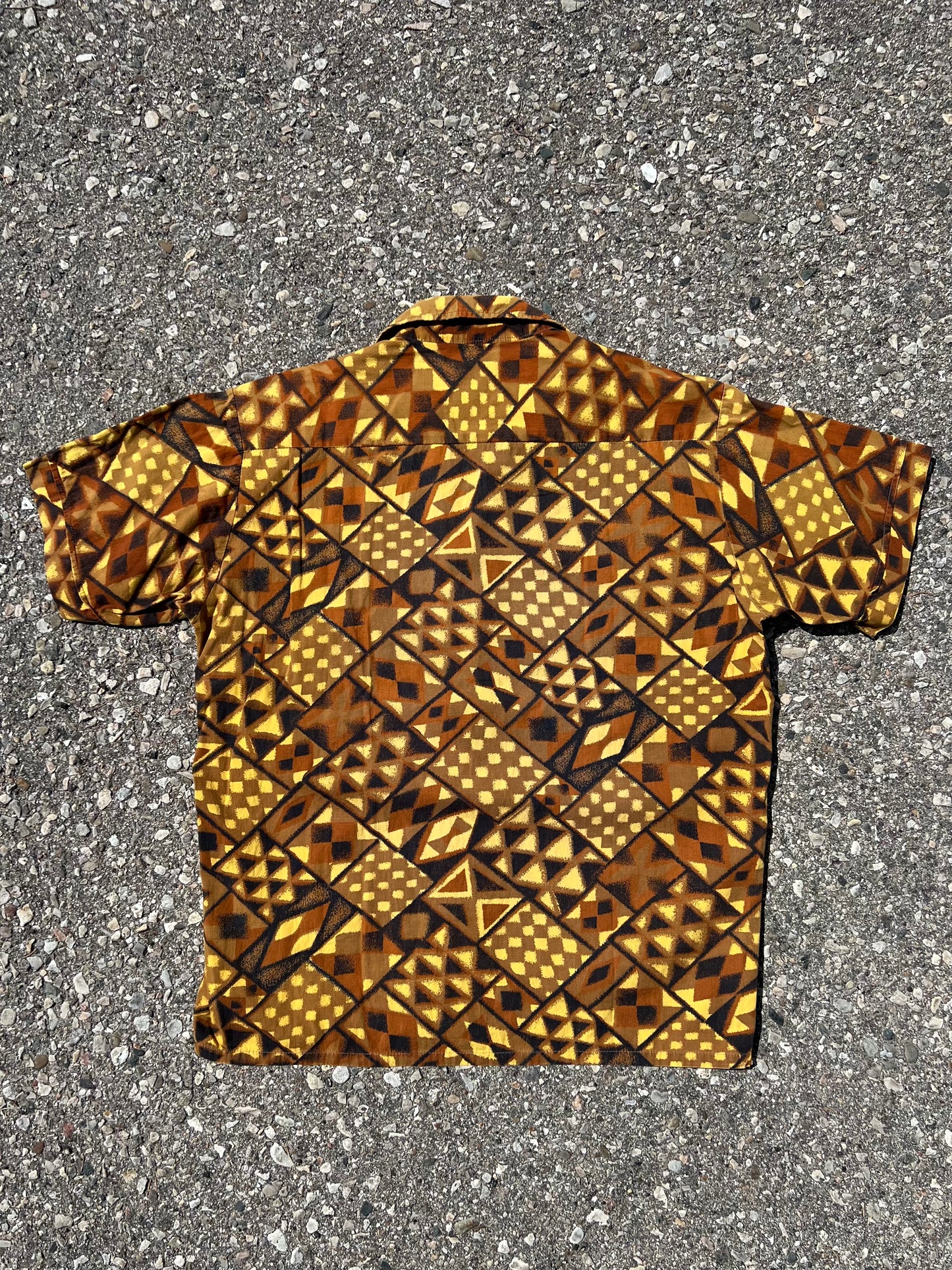 1960's Surfrider Patterned Loop Collar Short Sleeve Shirt - M