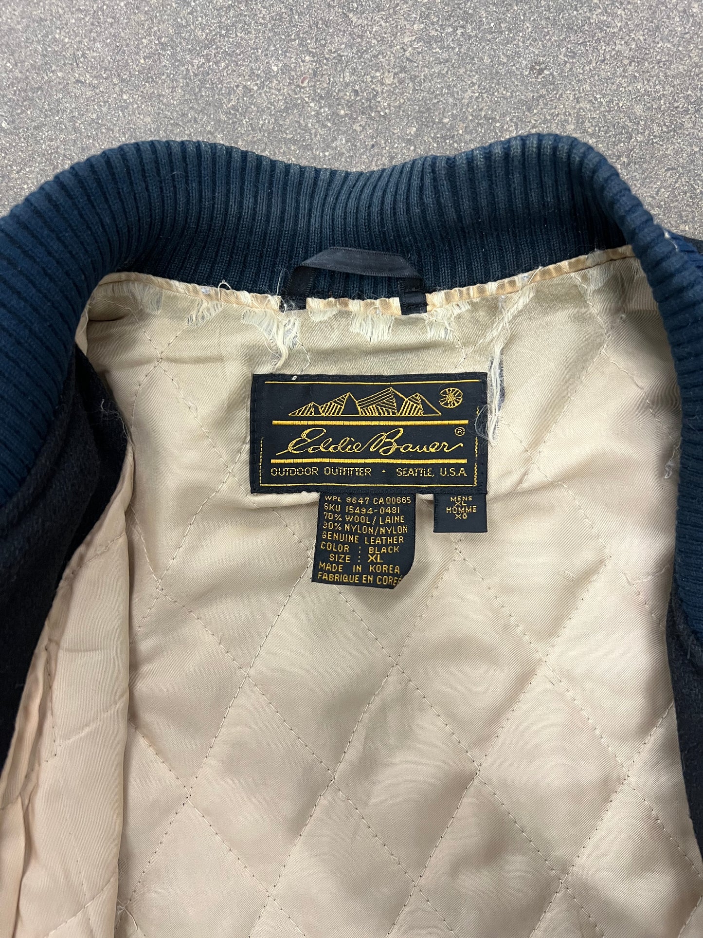 1980's/1990's Eddie Bauer Wool & Leather Letterman Varsity Jacket - XL
