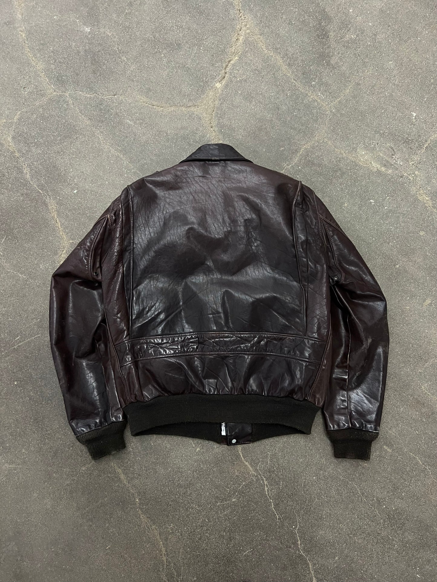 1980's Schott I-S-674-M-S Leather Flight Jacket - 44/L