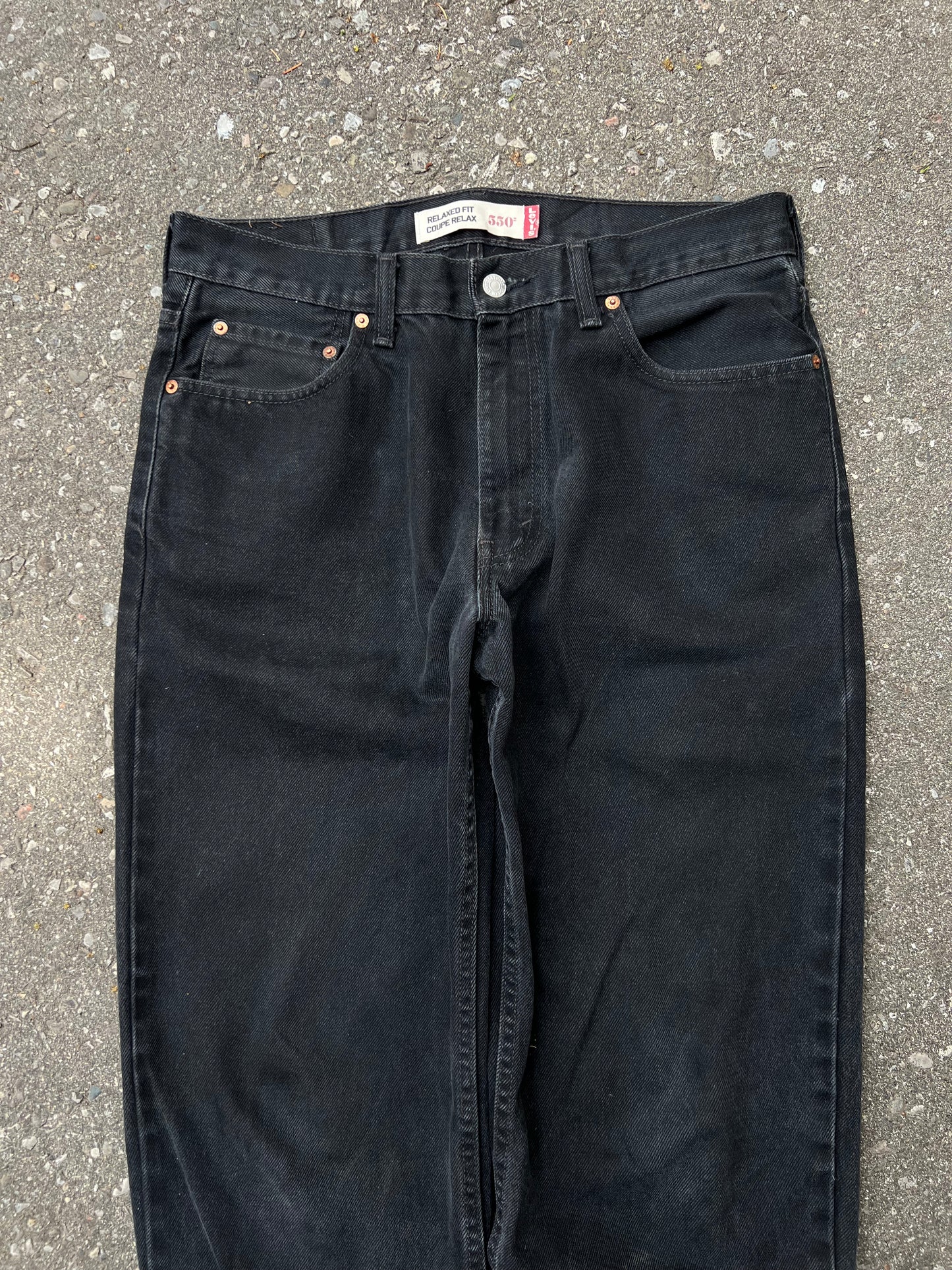 Levi's 550 Relaxed Fit Black Denim Jeans - 34