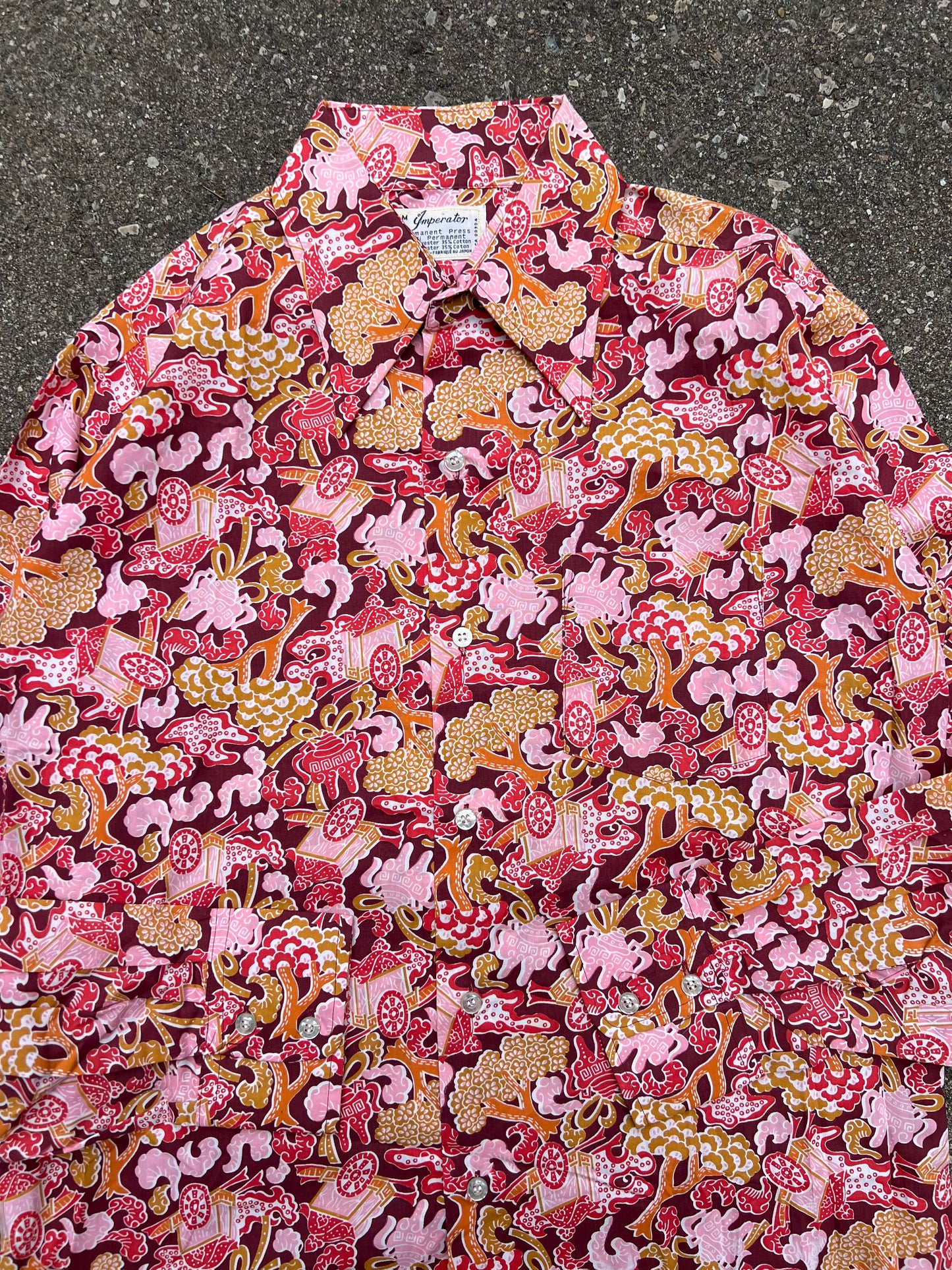 1960's Imperator Patterned Button Up Shirt - M