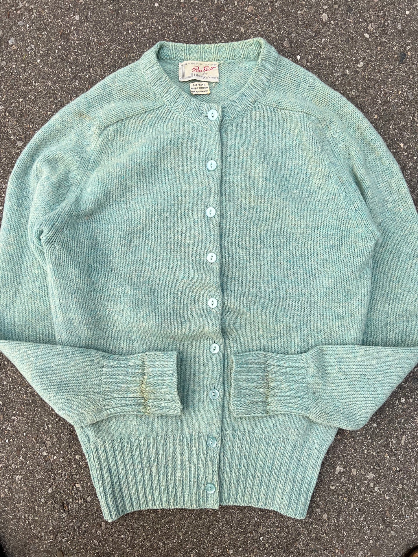1960's Peter Scott Light Blue Wool Knit Cardigan - S