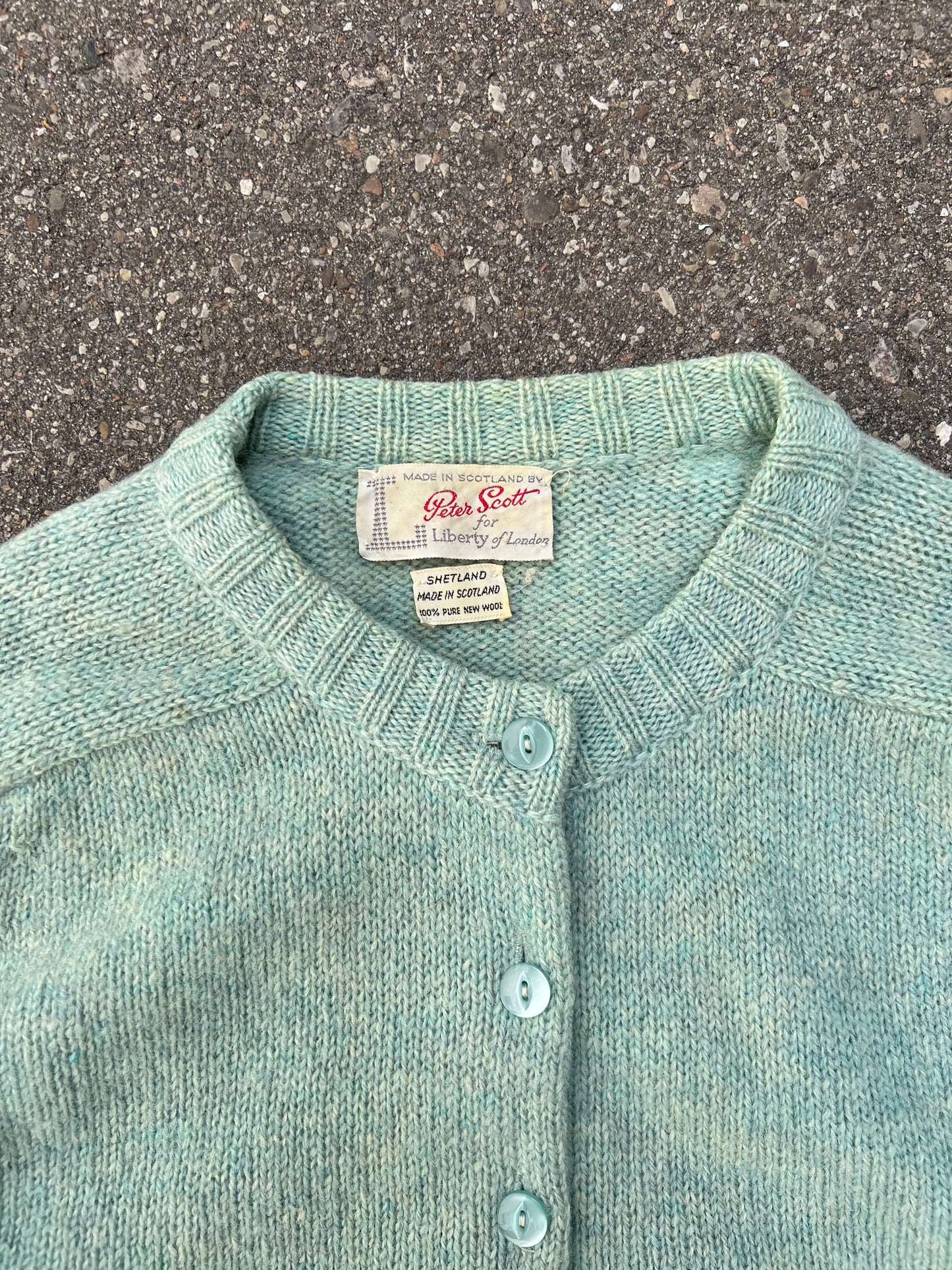 1960's Peter Scott Light Blue Wool Knit Cardigan - S