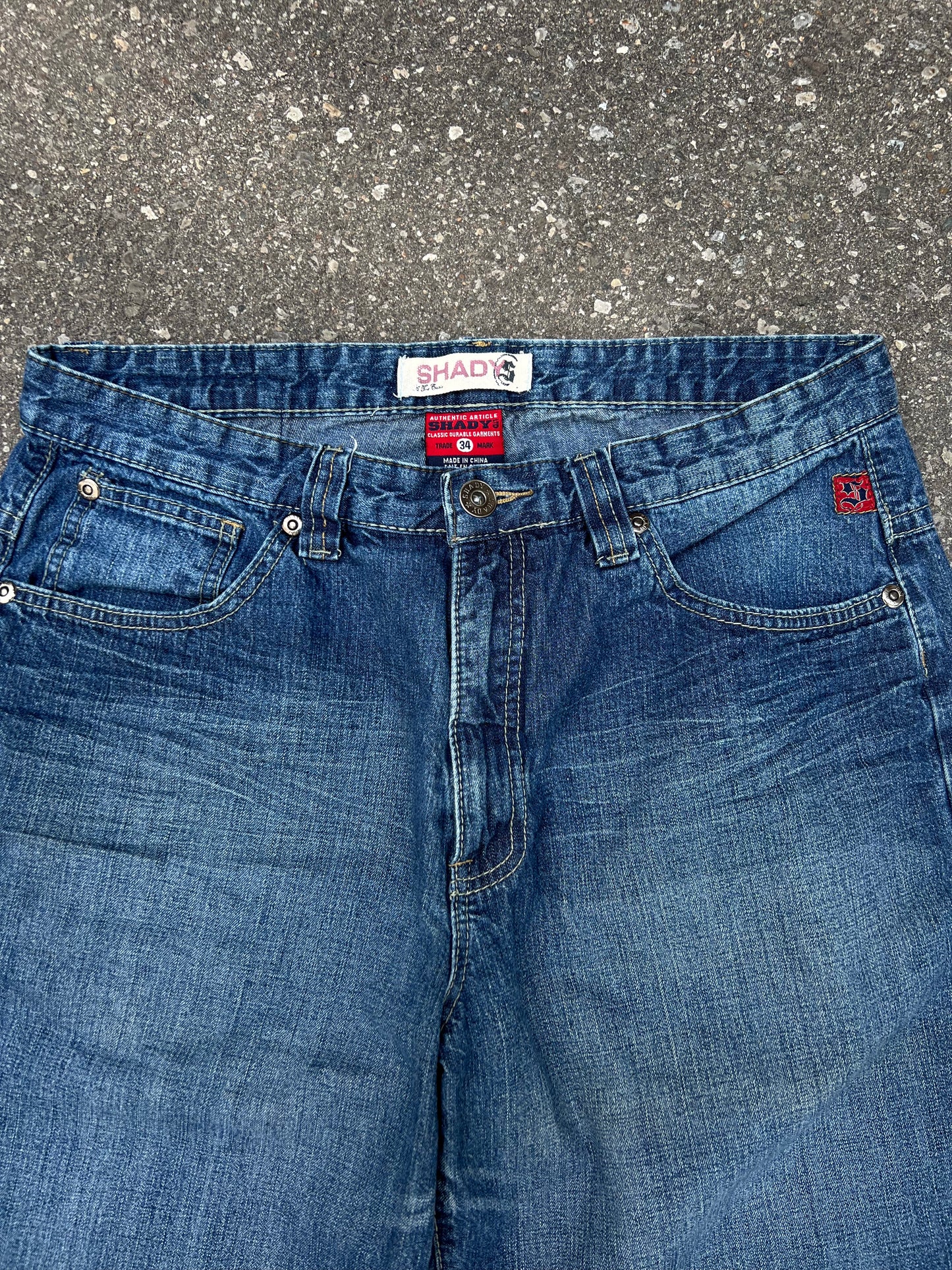 2000's Shady Baggy Faded Denim Jean Shorts - 34
