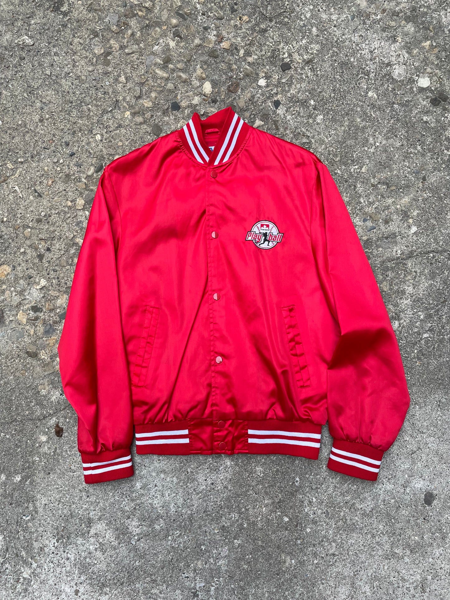1980's Petro Canada 'Play Ball' Satin Varsity Jacket - M