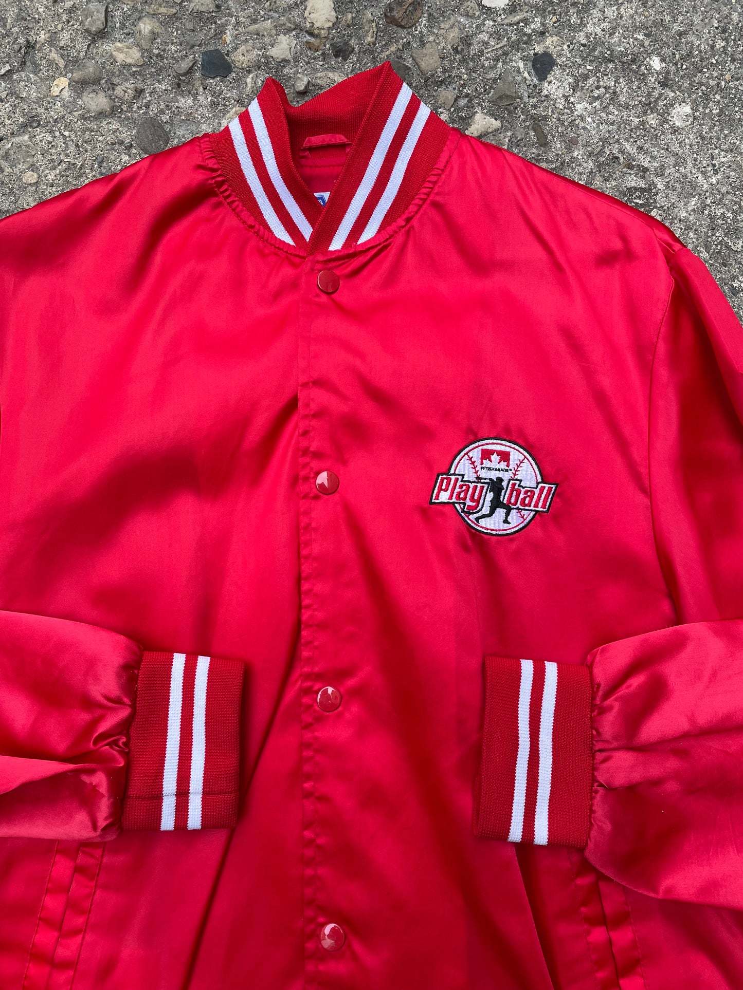 1980's Petro Canada 'Play Ball' Satin Varsity Jacket - M