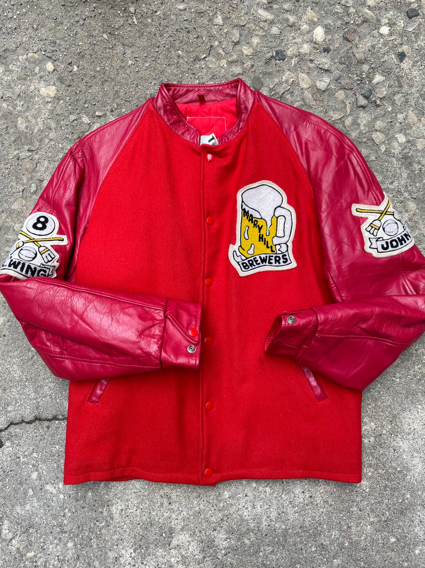 1960's/1970's Maryhill Brewers Leather & Wool Varsity Jacket - L