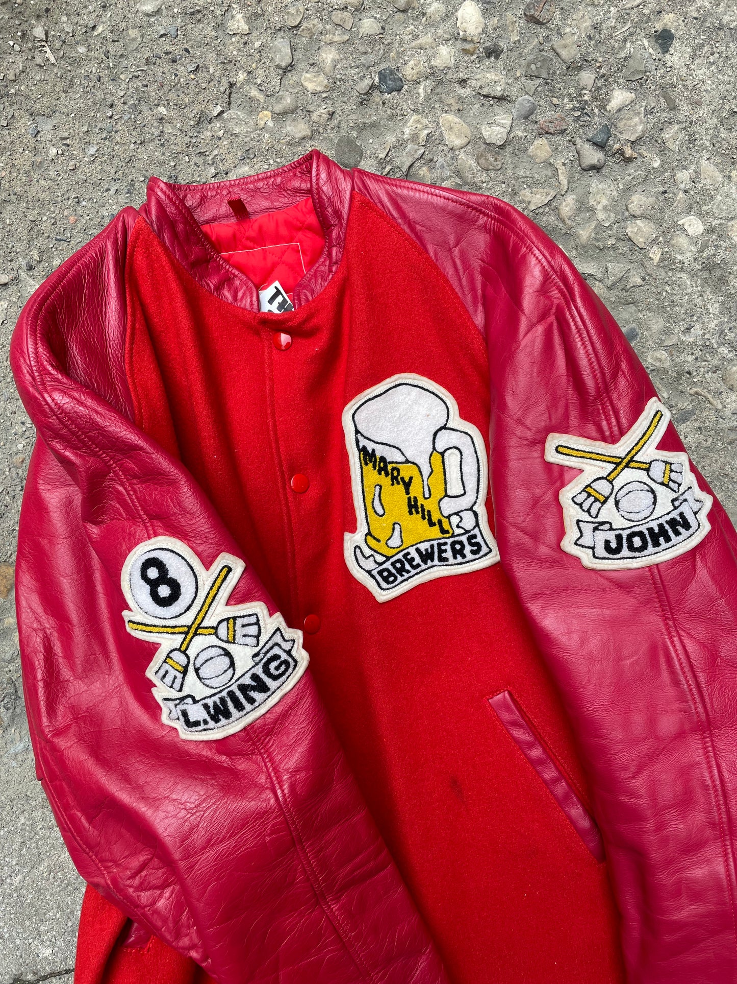 1960's/1970's Maryhill Brewers Leather & Wool Varsity Jacket - L