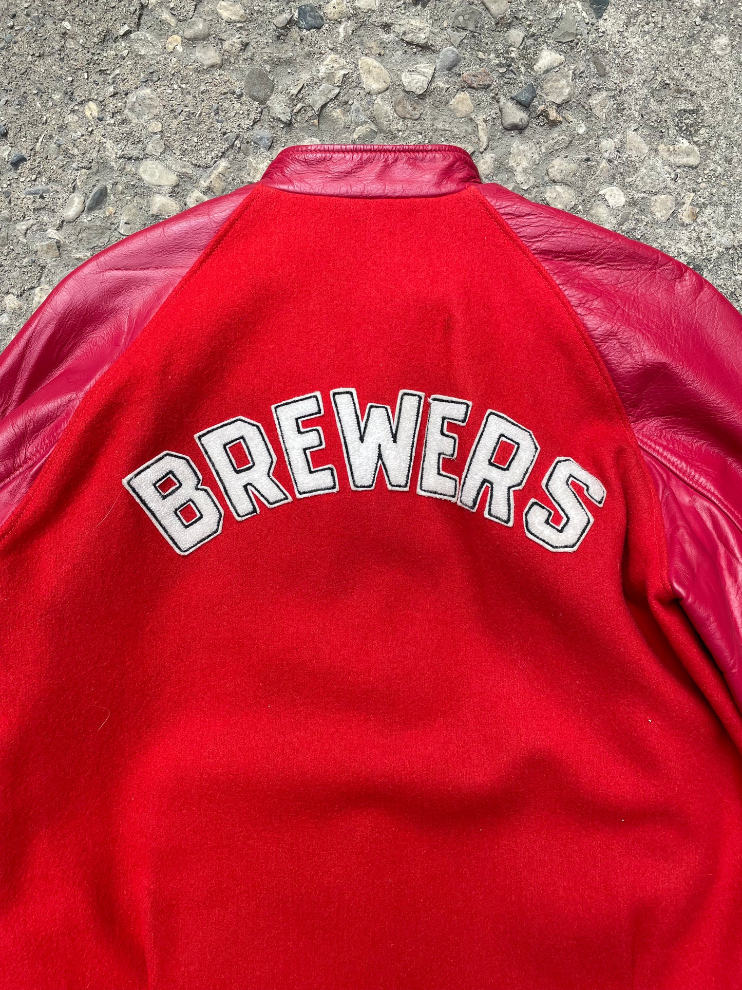1960's/1970's Maryhill Brewers Leather & Wool Varsity Jacket - L