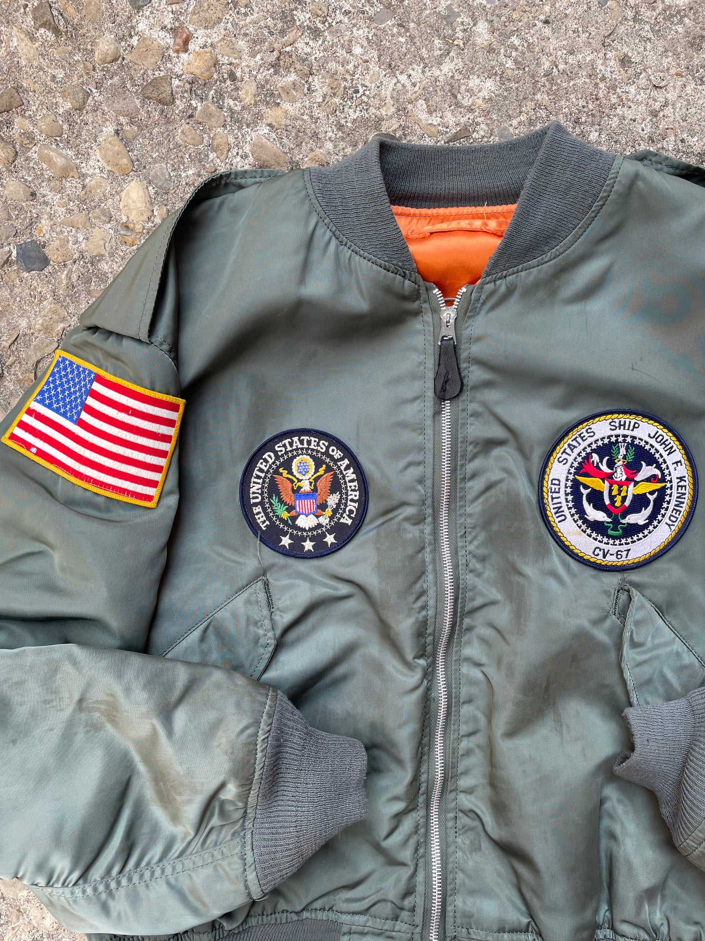1960's/1970's Alpha Industries USAF L-2B Patched Flight Bomber Jacket - XL