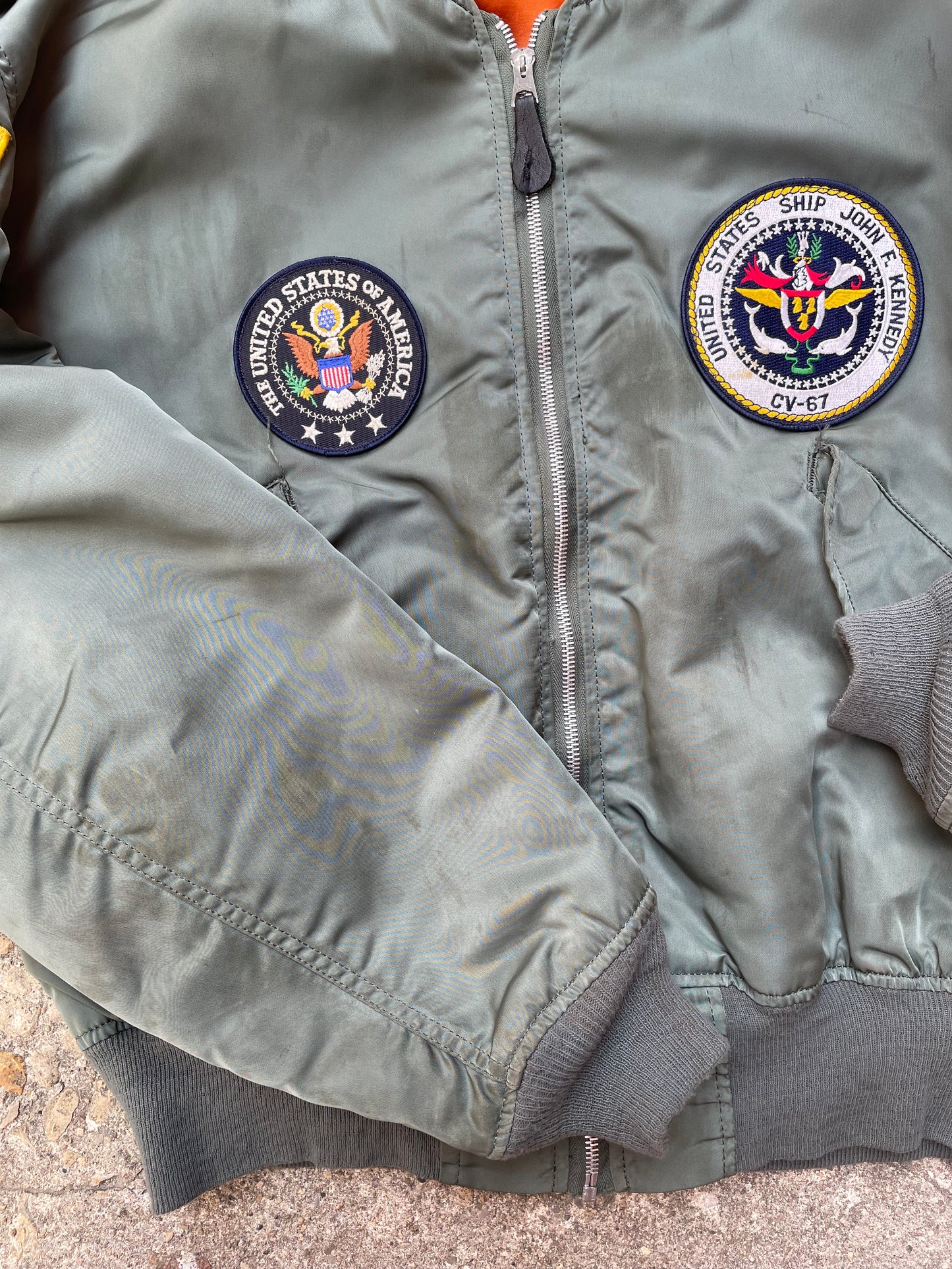 1960's/1970's Alpha Industries USAF L-2B Patched Flight Bomber Jacket - XL
