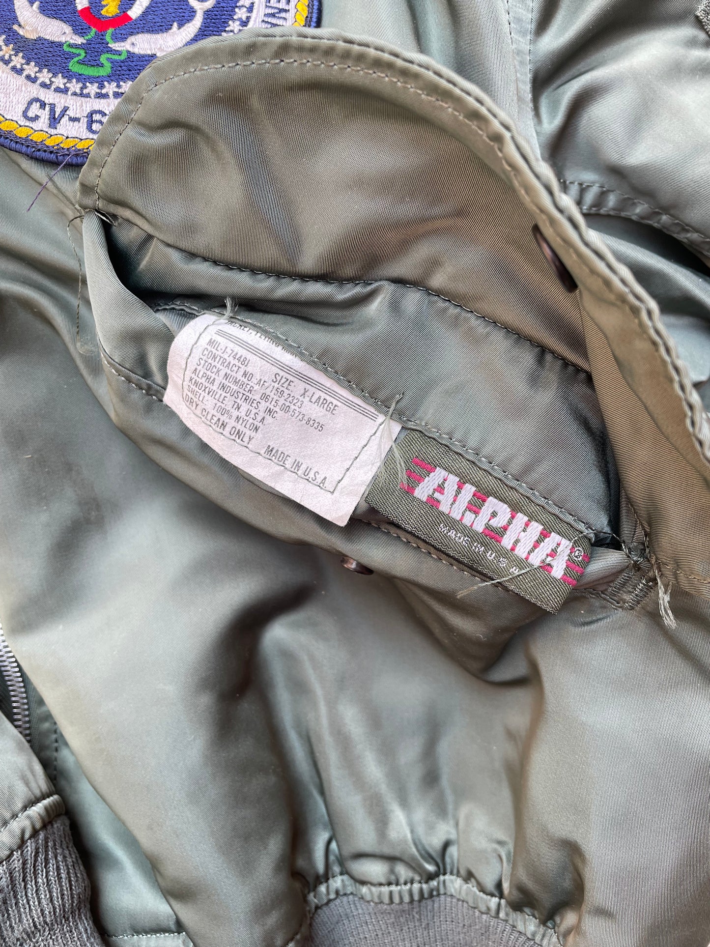 1960's/1970's Alpha Industries USAF L-2B Patched Flight Bomber Jacket - XL