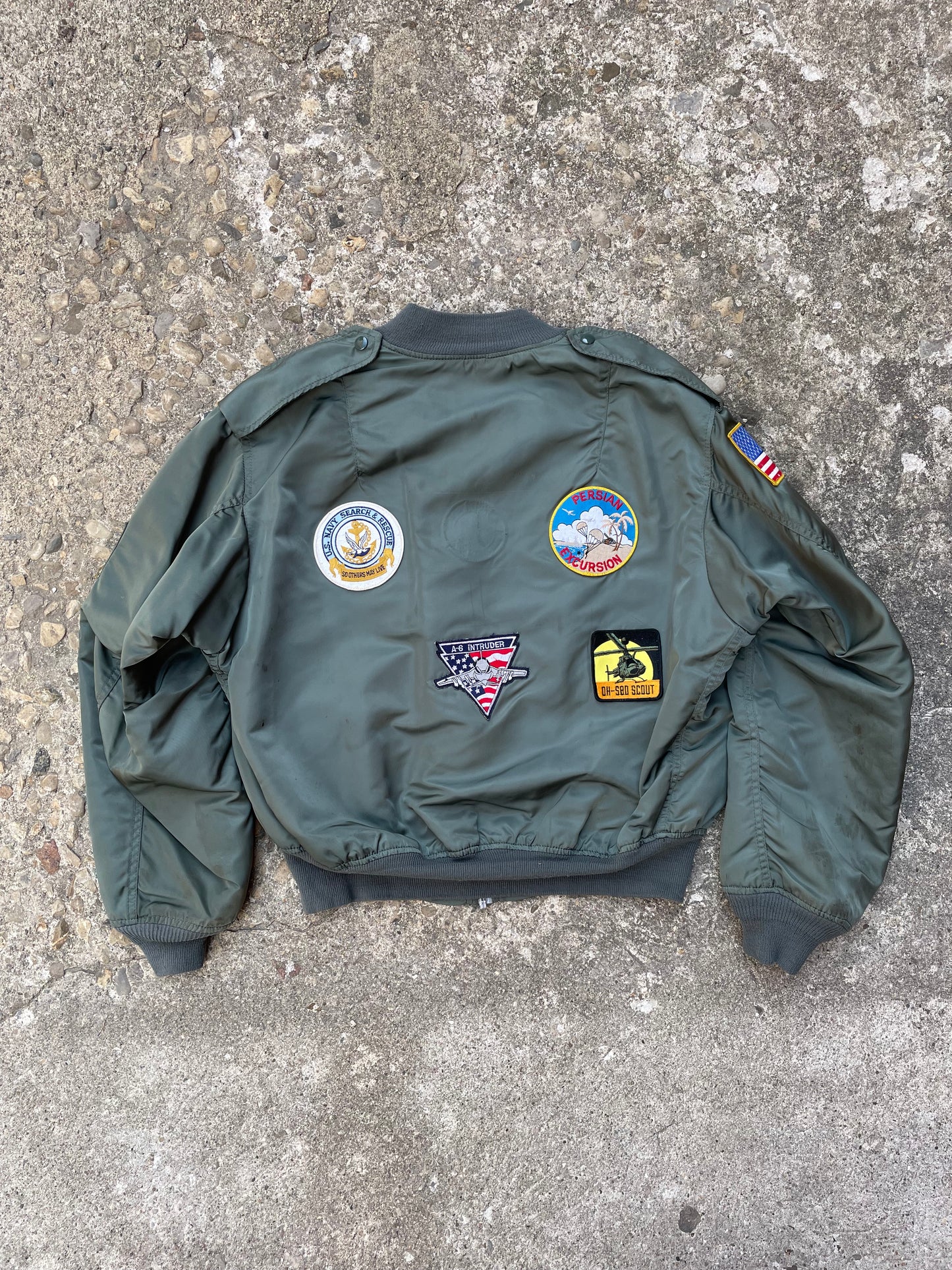 1960's/1970's Alpha Industries USAF L-2B Patched Flight Bomber Jacket - XL
