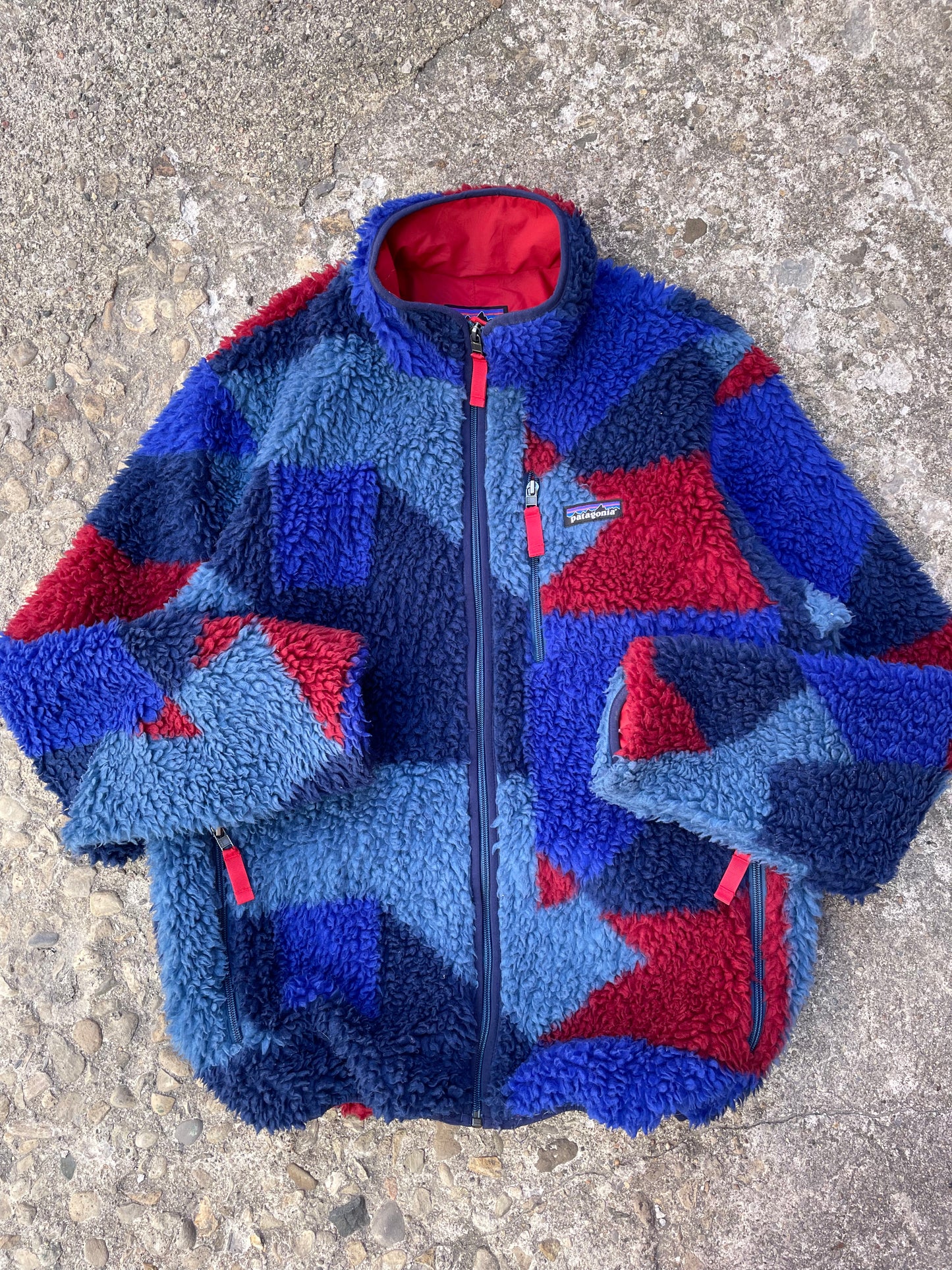 2013/2014 Patagonia Retro X Glass Blue Blocks Deep Pile Fleece - L