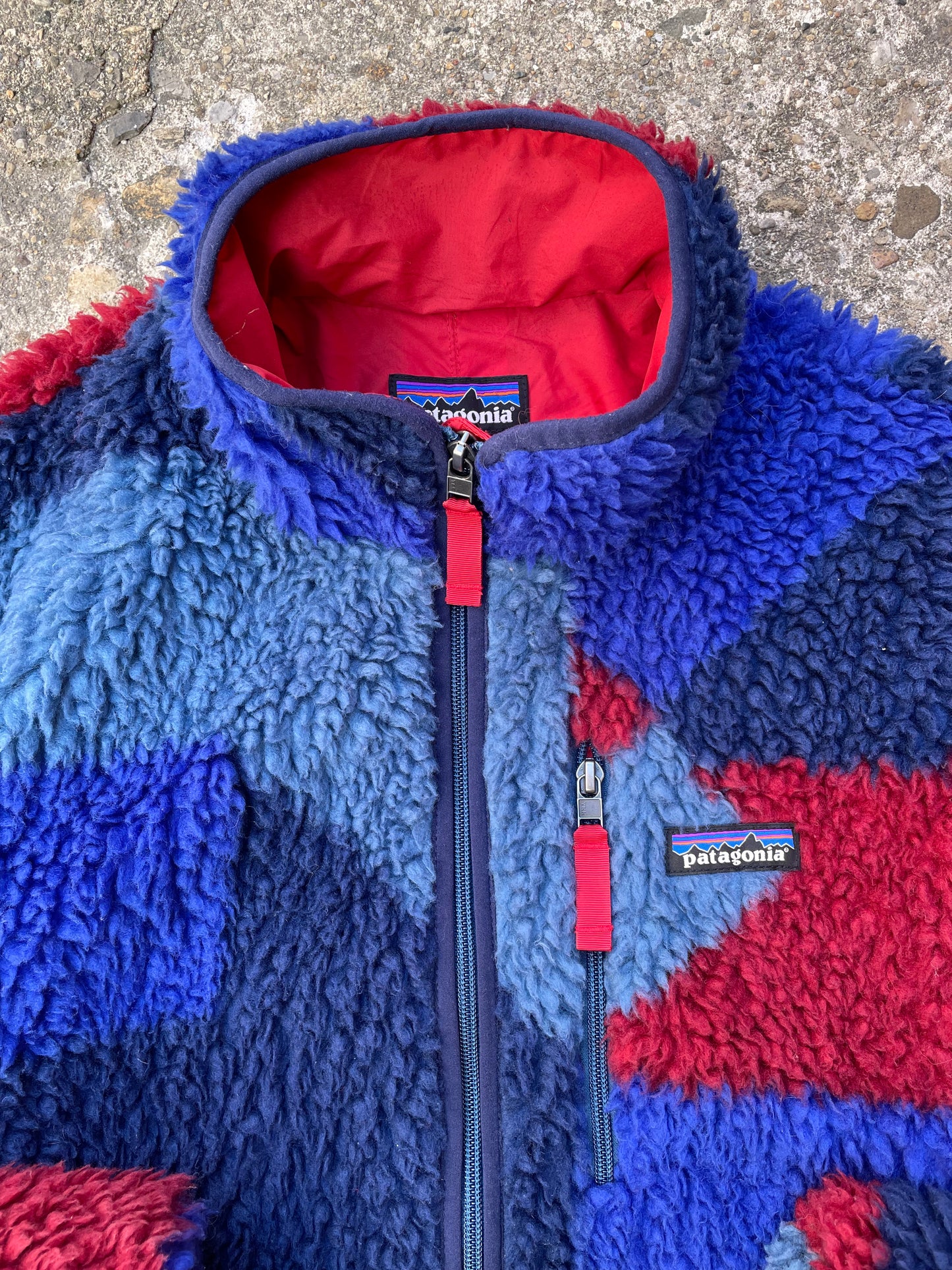 2013/2014 Patagonia Retro X Glass Blue Blocks Deep Pile Fleece - L