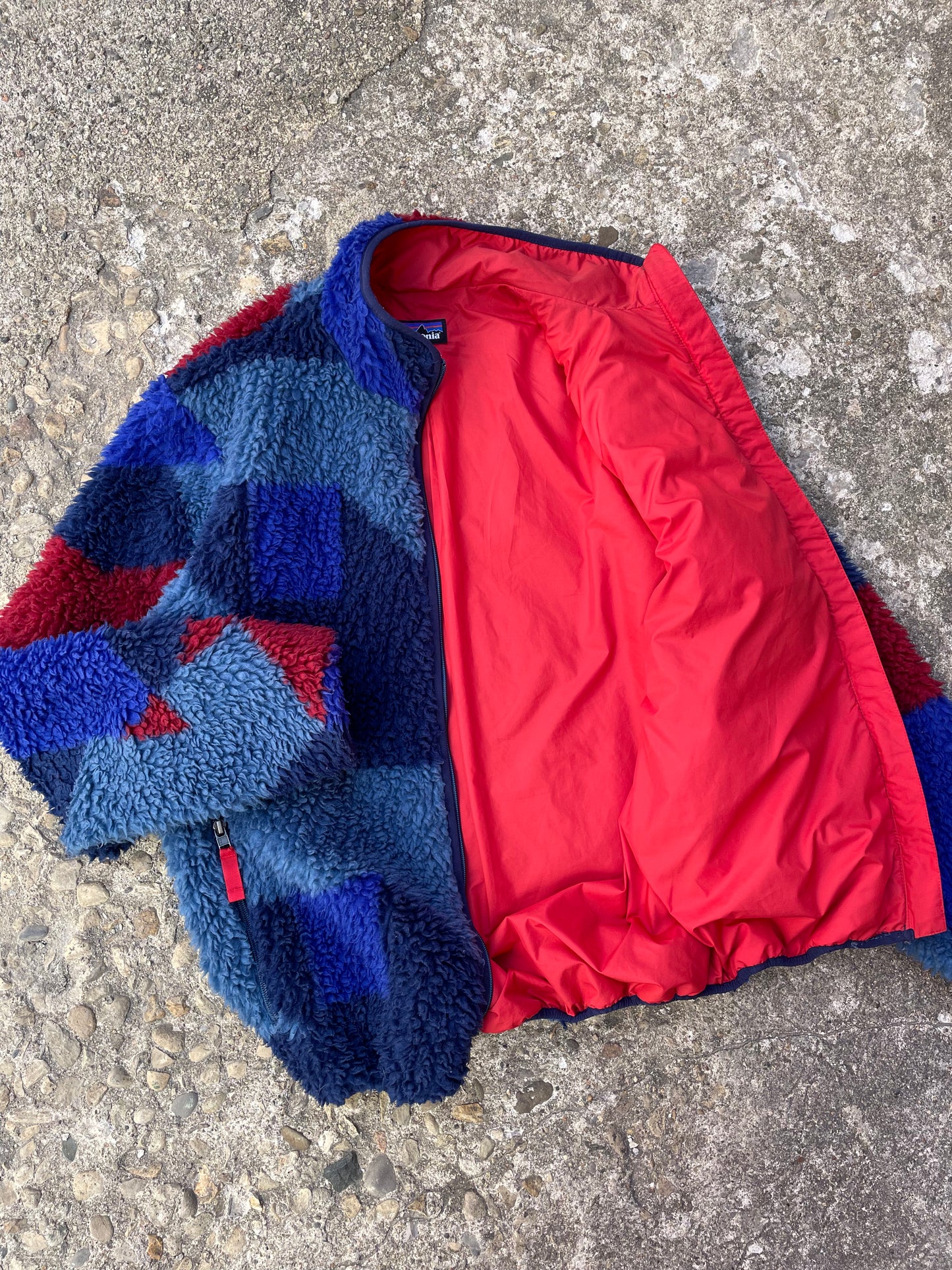 2013/2014 Patagonia Retro X Glass Blue Blocks Deep Pile Fleece - L