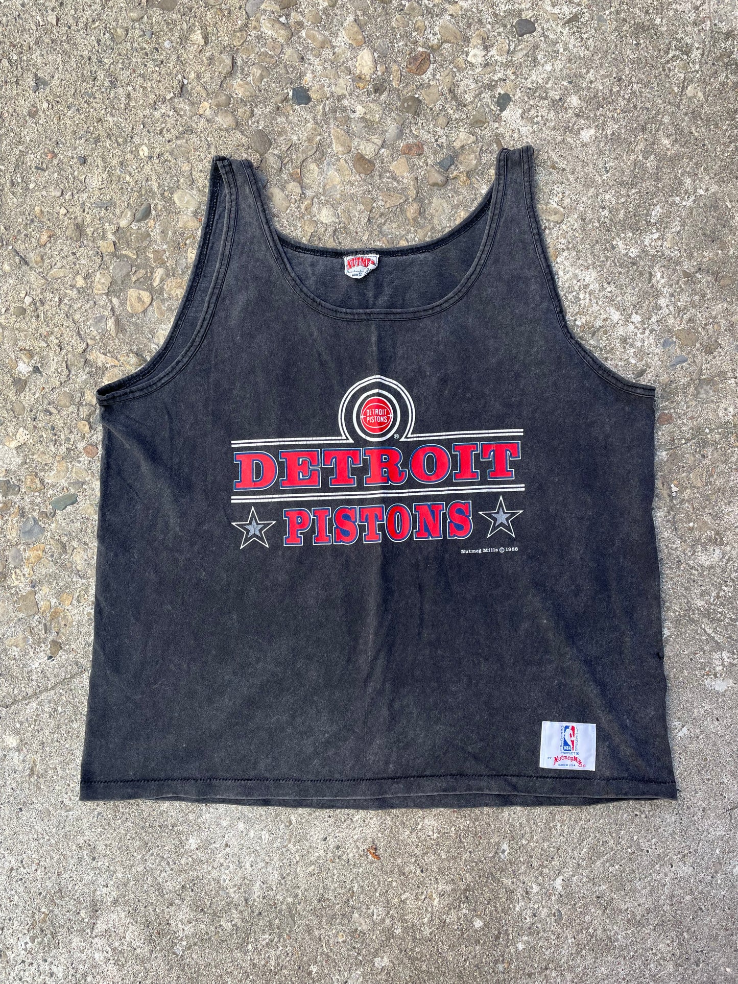 1988 Nutmeg Mills Detroit Pistons Graphic Sleeveless T-Shirt - XL
