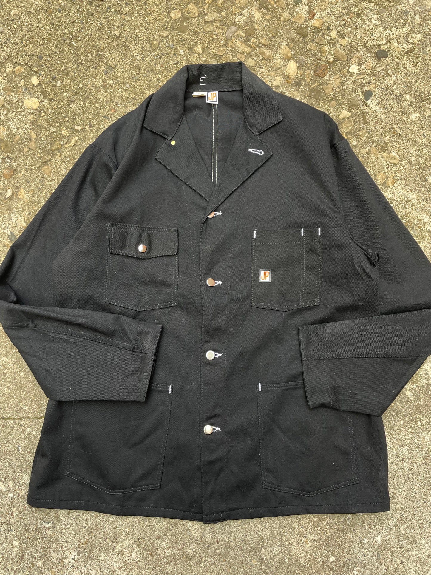 1970's J.P. Hammill Black Canvas Chore Coat - XL