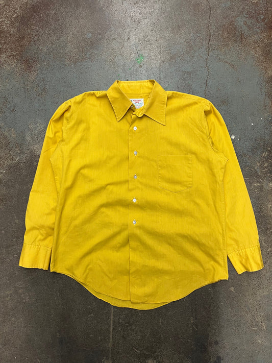 1970's Rage Permanent Press Yellow Button Up Shirt - L