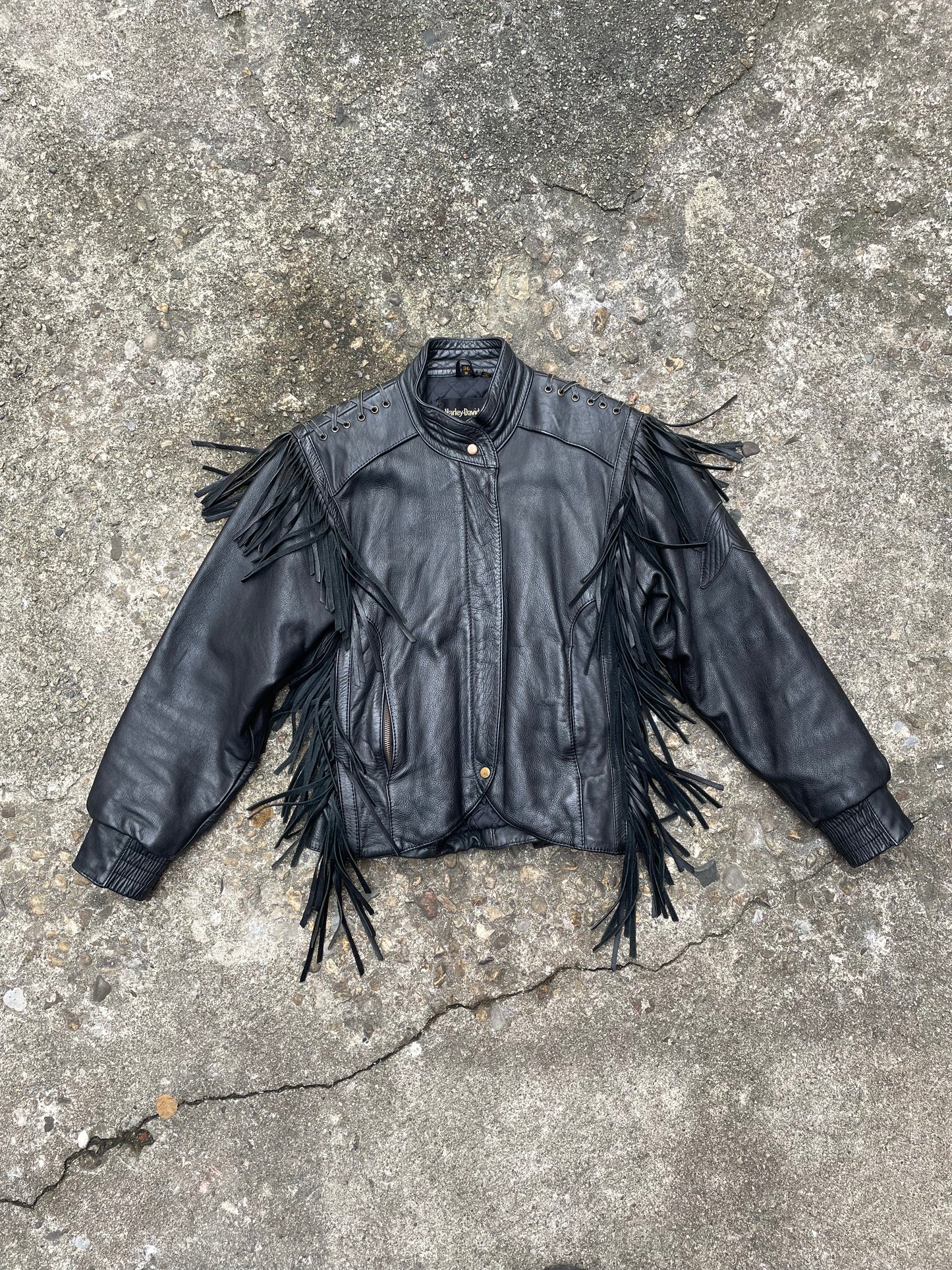 1980’s Harley Davidson Fringe Leather Motorcycle Jacket - S