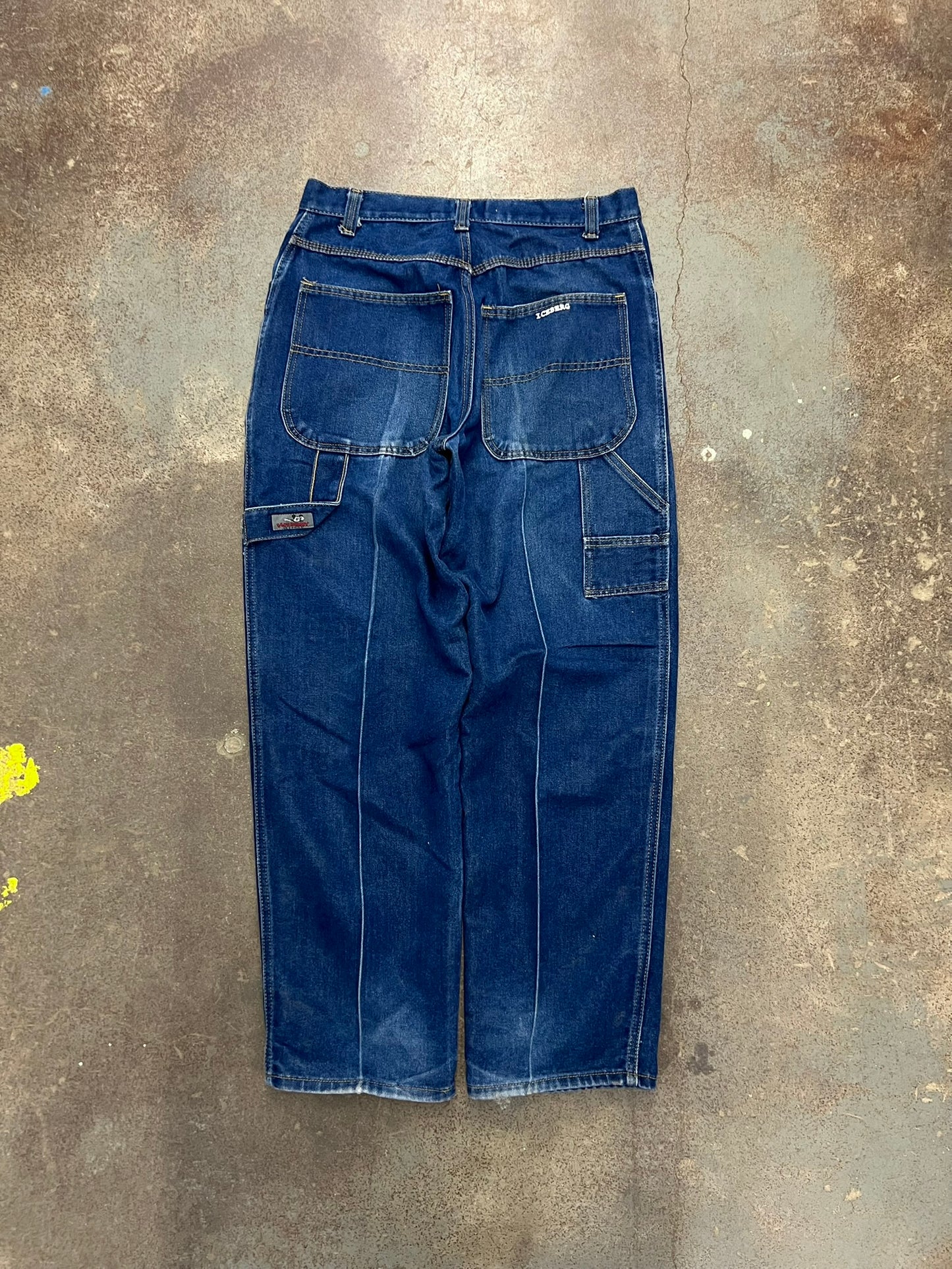 1990's Iceberg History Baggy Dark Wash Denim Carpenter Jeans - 34