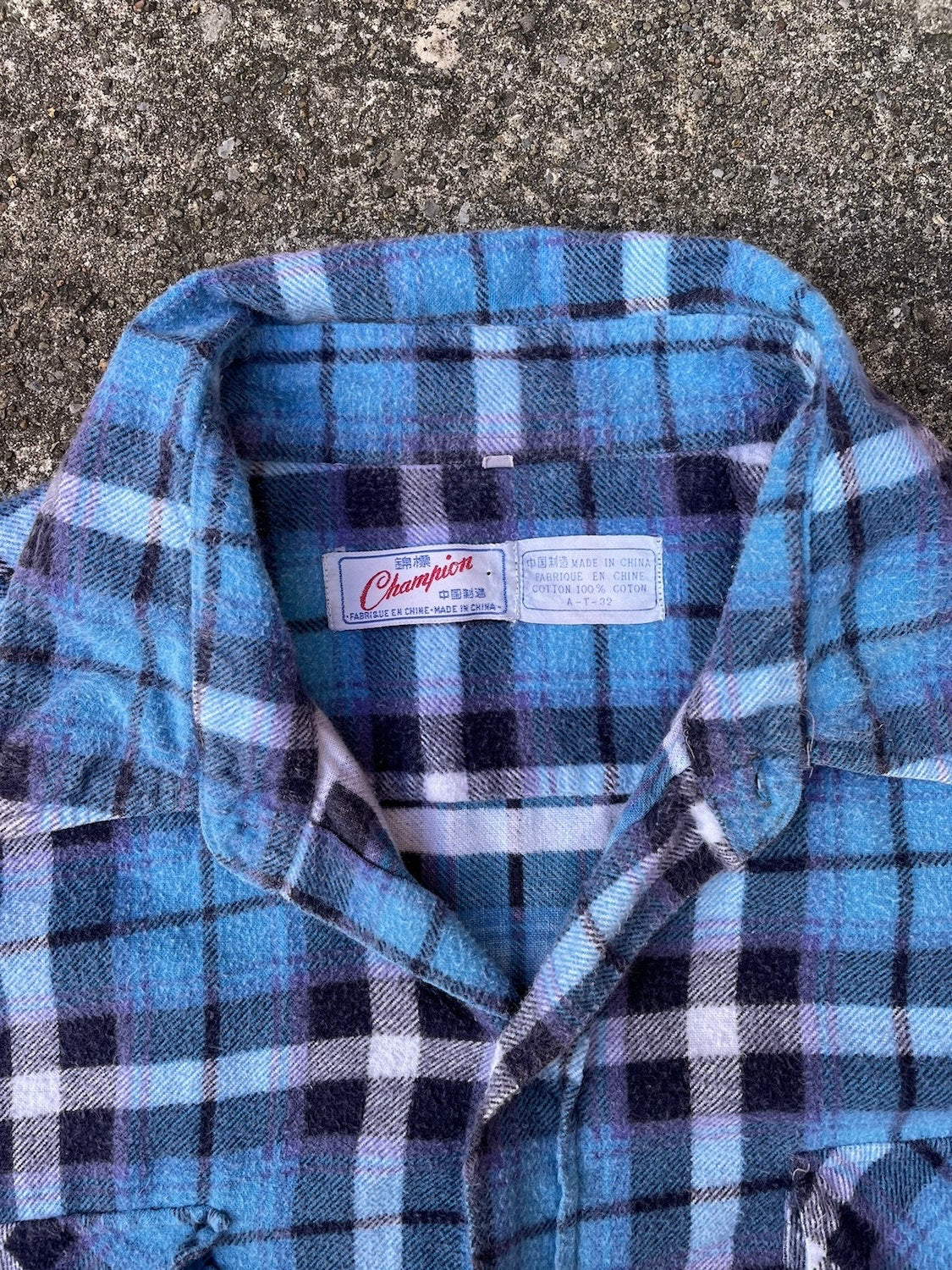 1970 s Champion Blue Plaid Flannel XL Thrift Piff