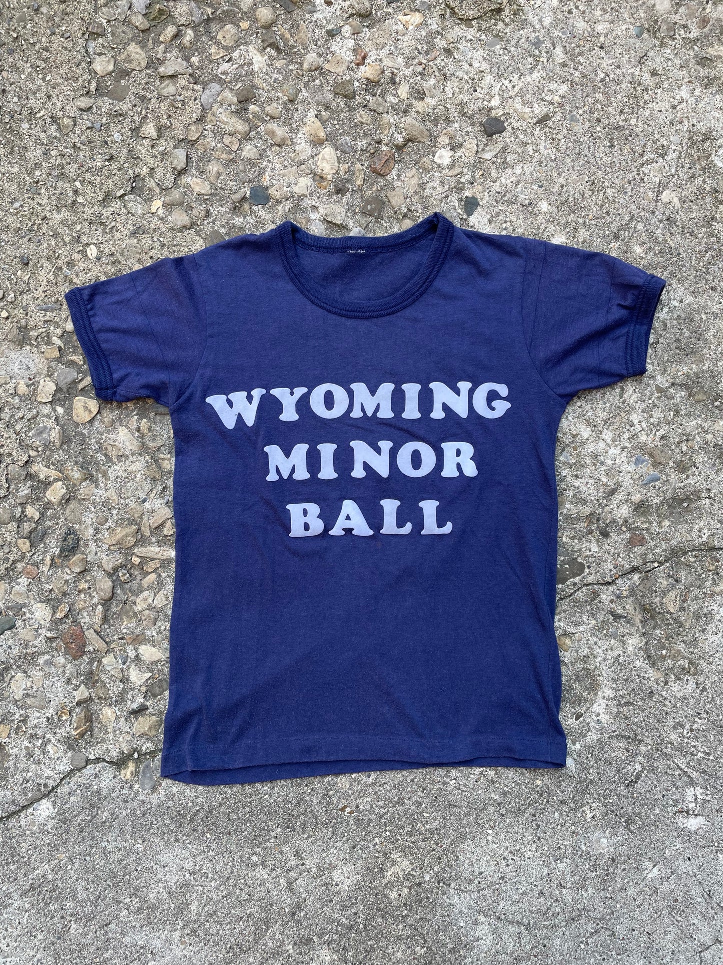 1970's Wyoming Minor Ball Flock Print Ringer T-Shirt - S