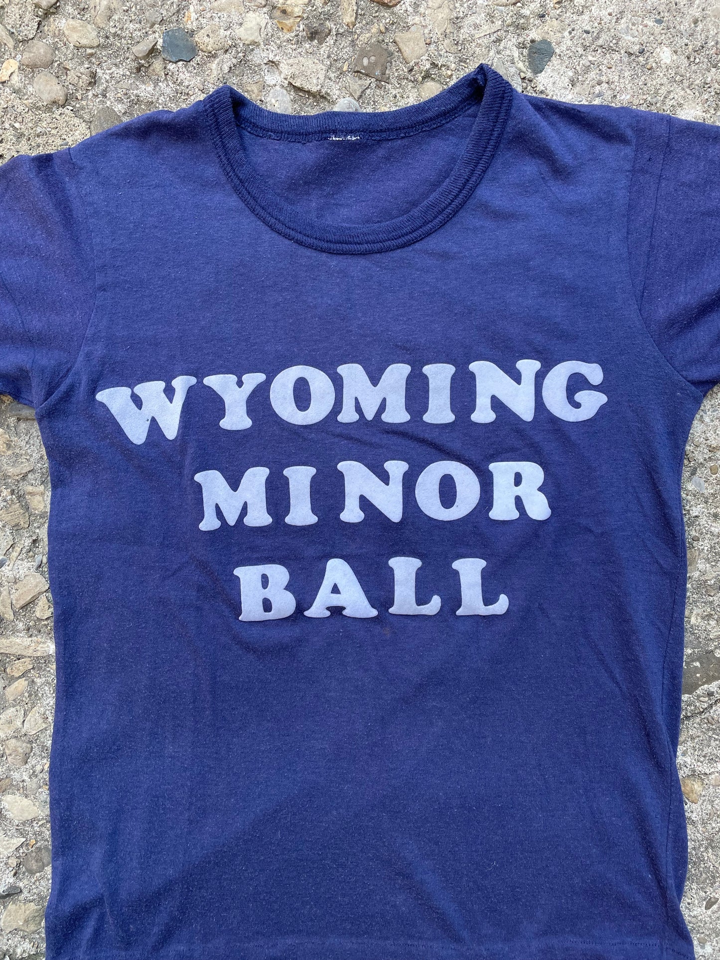 1970's Wyoming Minor Ball Flock Print Ringer T-Shirt - S