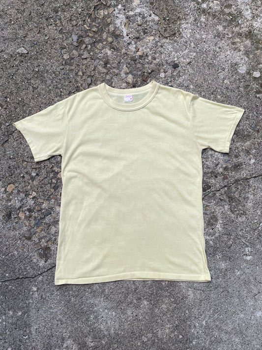 1990's Pale Yellow Blank T-Shirt - L