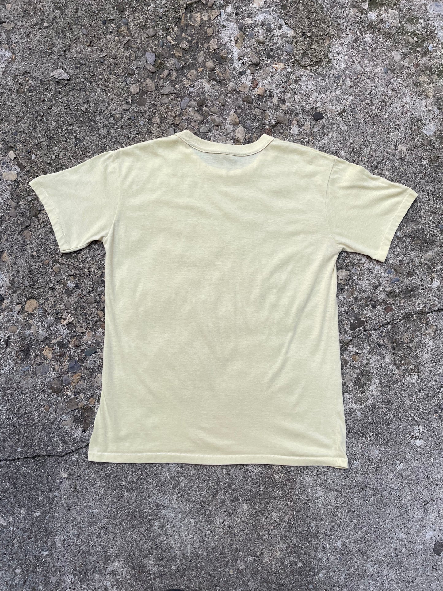 1990's Pale Yellow Blank T-Shirt - L