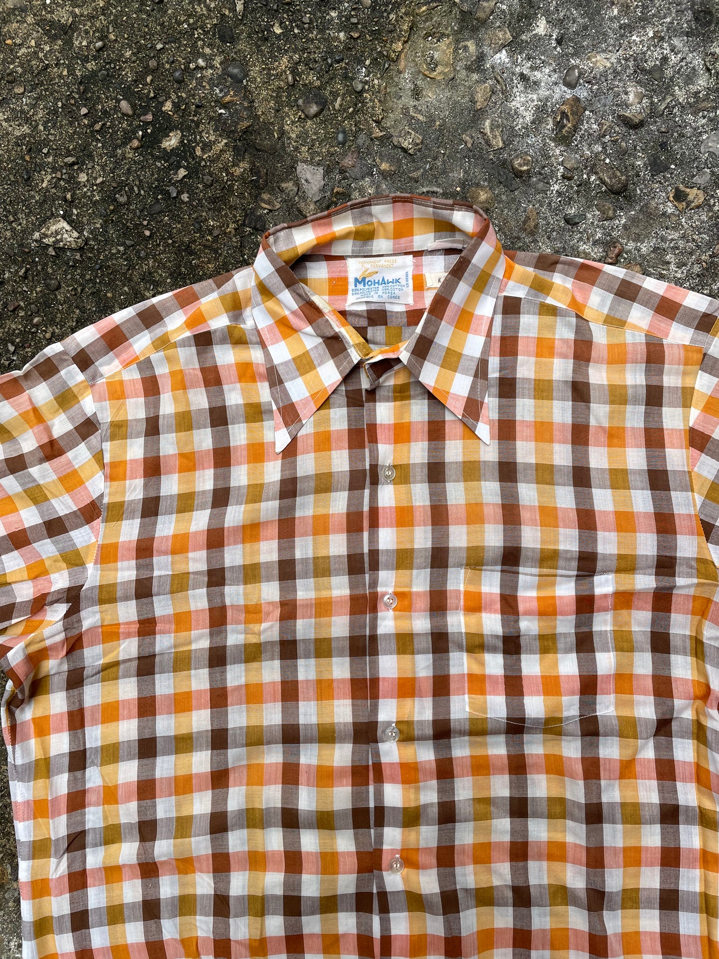1960’s/1970’s Mohawk Plaid Short Sleeve Button Up Shirt - XL