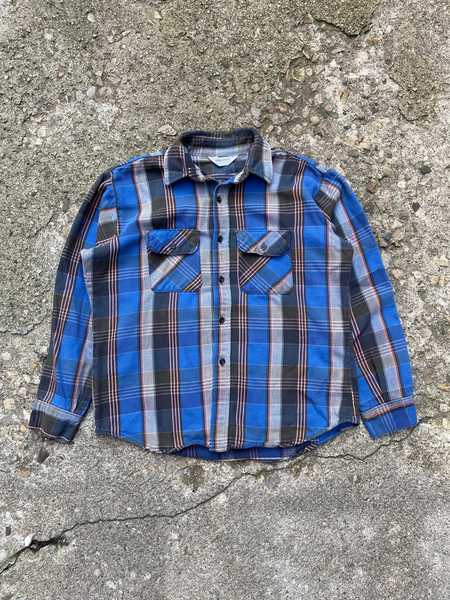 1980's Five Brothers Plaid Cotton Flannel Shirt - L