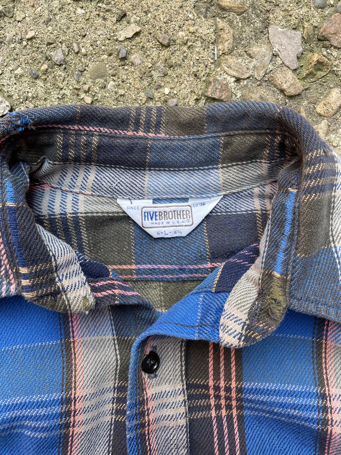 1980's Five Brothers Plaid Cotton Flannel Shirt - L