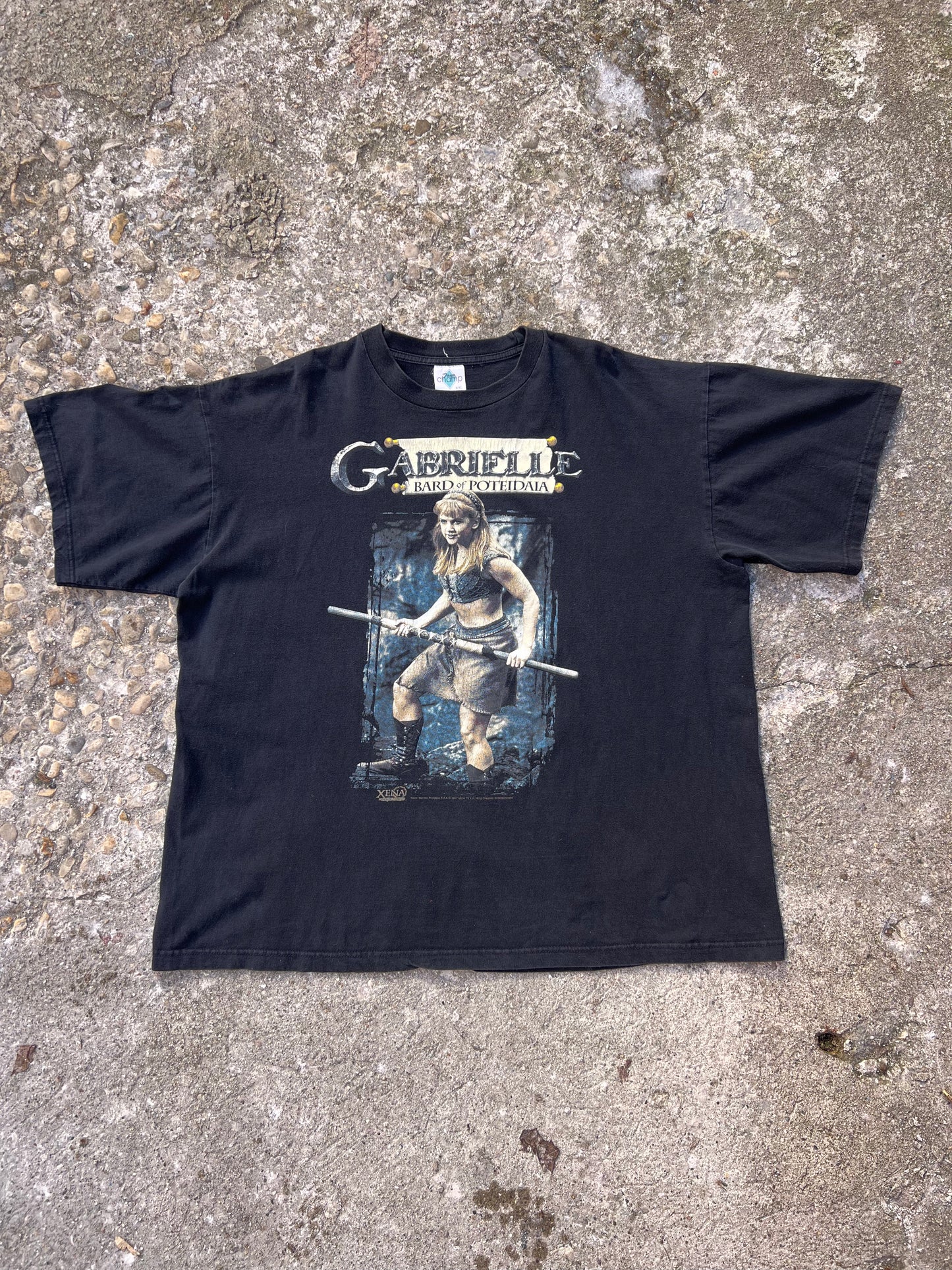1997 Xena Princess Warrior Gabrielle Bard of Poteidaia Graphic T-Shirt - XXL