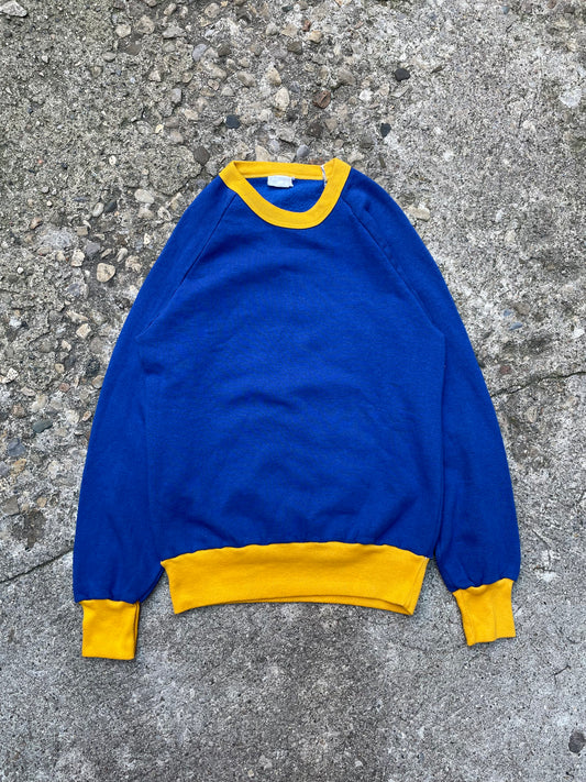 1970's Blue & Yellow Crewneck Sweatshirt - S