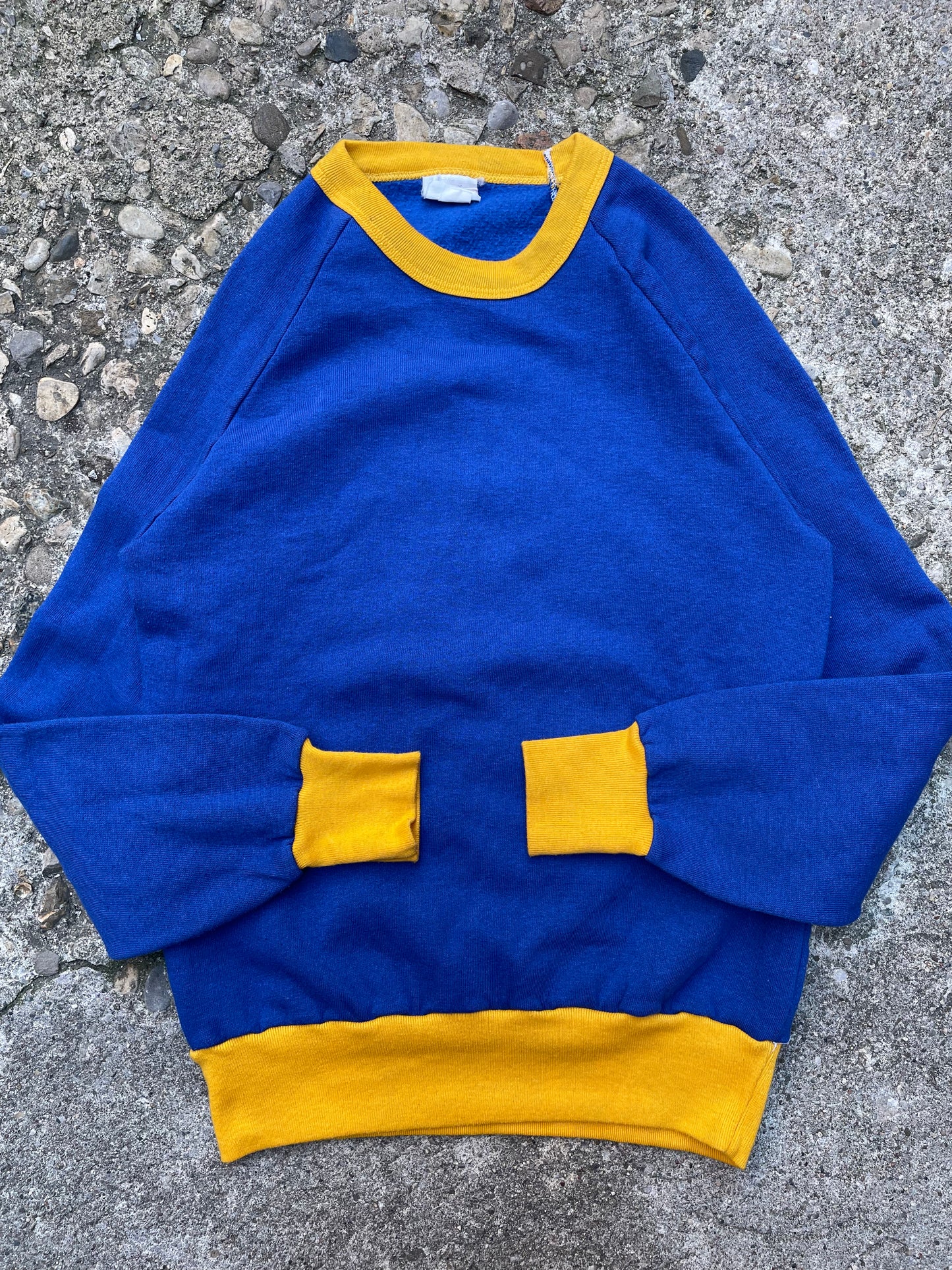 1970's Blue & Yellow Crewneck Sweatshirt - S