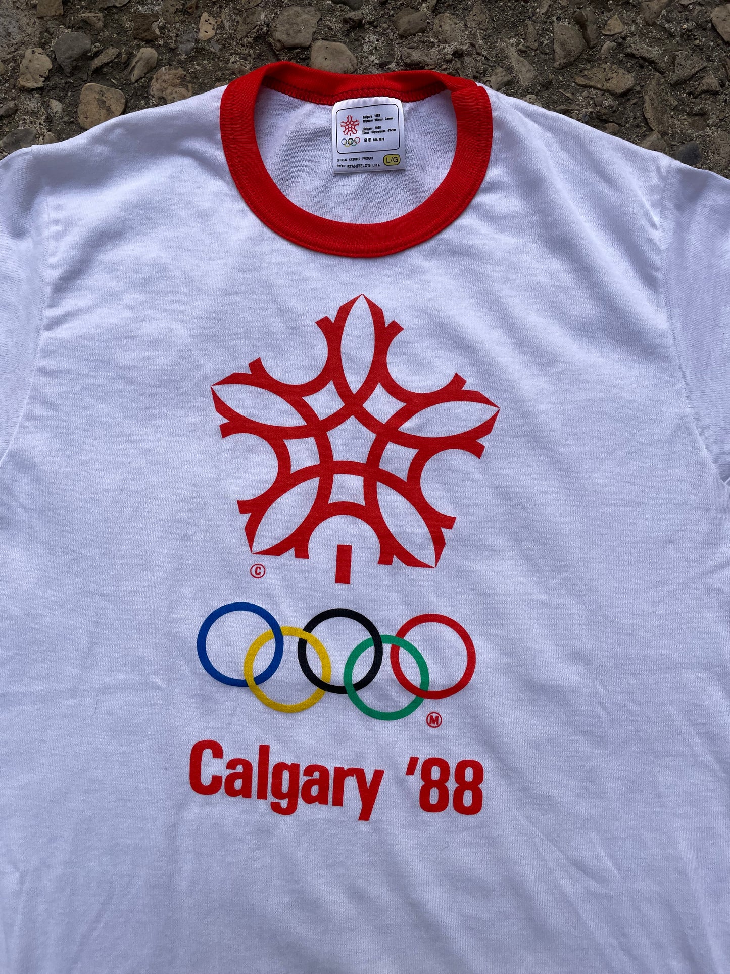 1988 Calgary Olympics Graphic Ringer T-Shirt - S