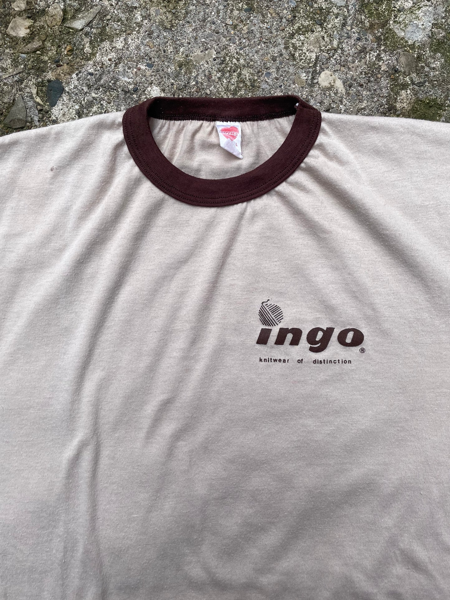 1970's Ingo Knitwear Graphic Logo Ringer T-Shirt - M