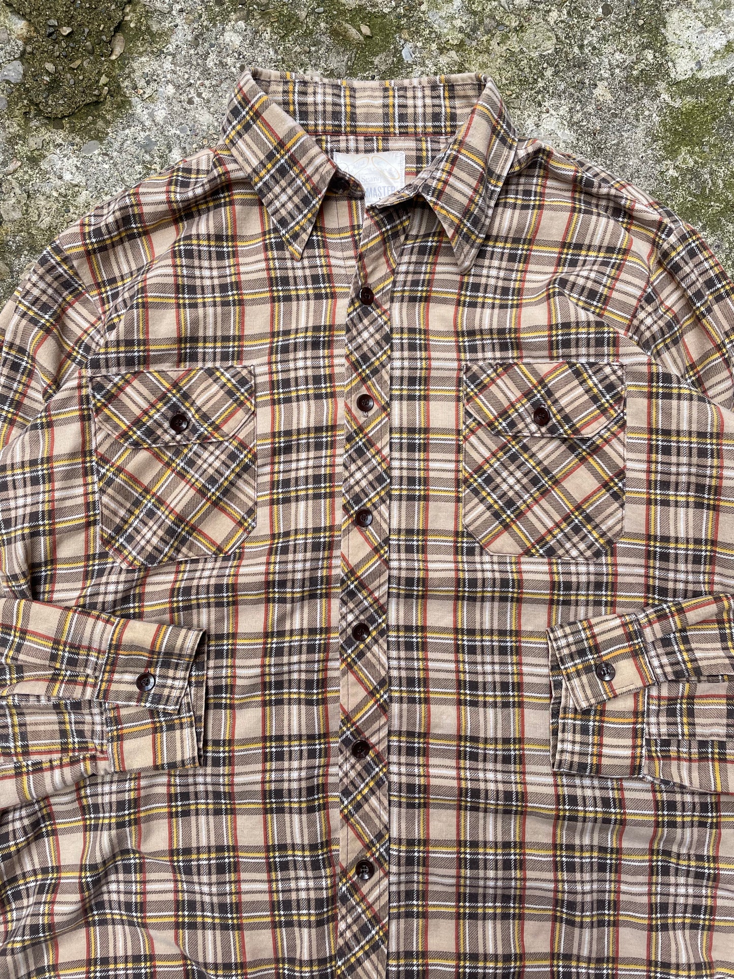 1970's Sears Wearmaster Plaid Cotton Flannel Shirt - XL