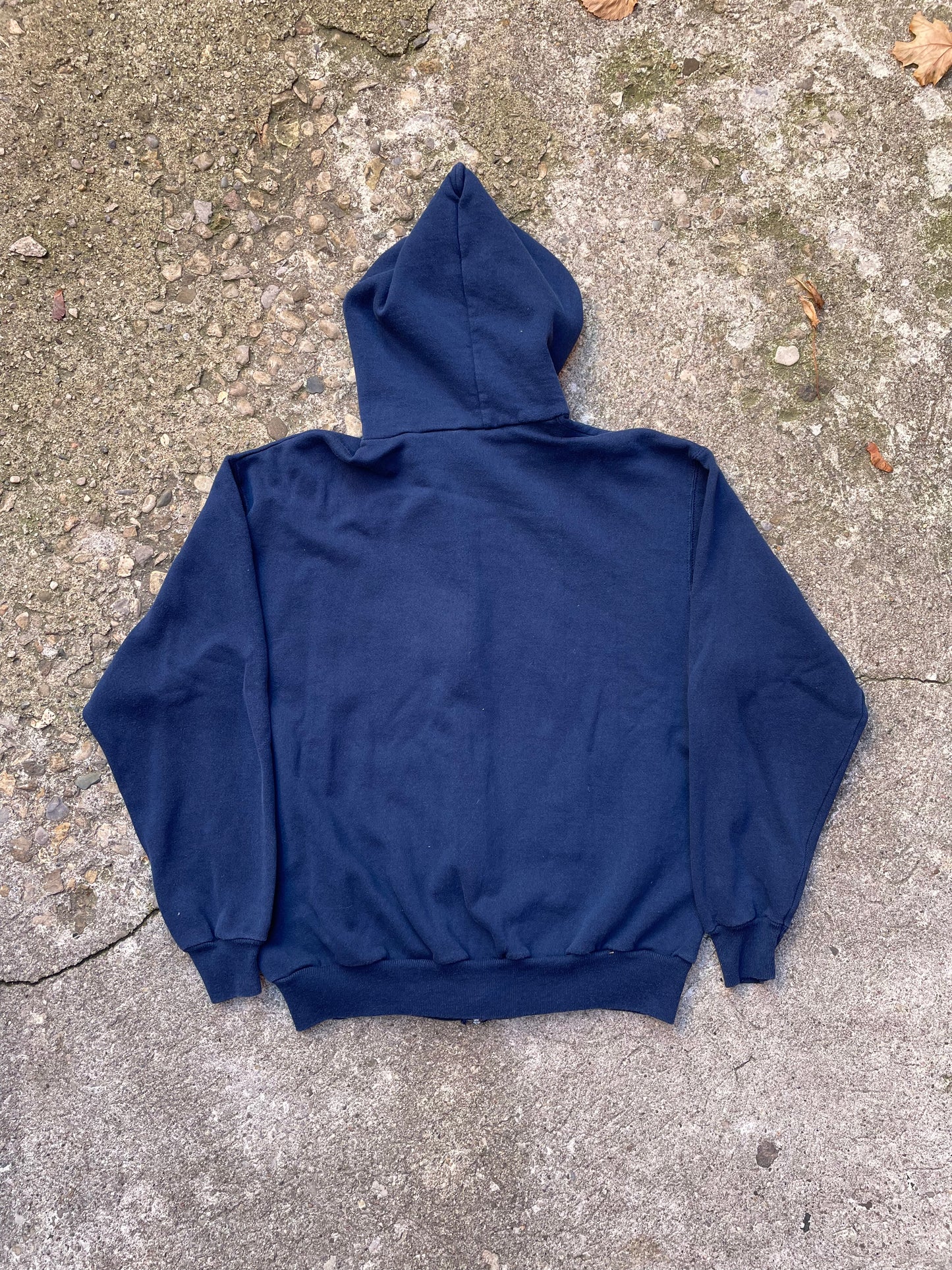 1990's Hanes Navy Zip Up Hoodie Sweatshirt - XL