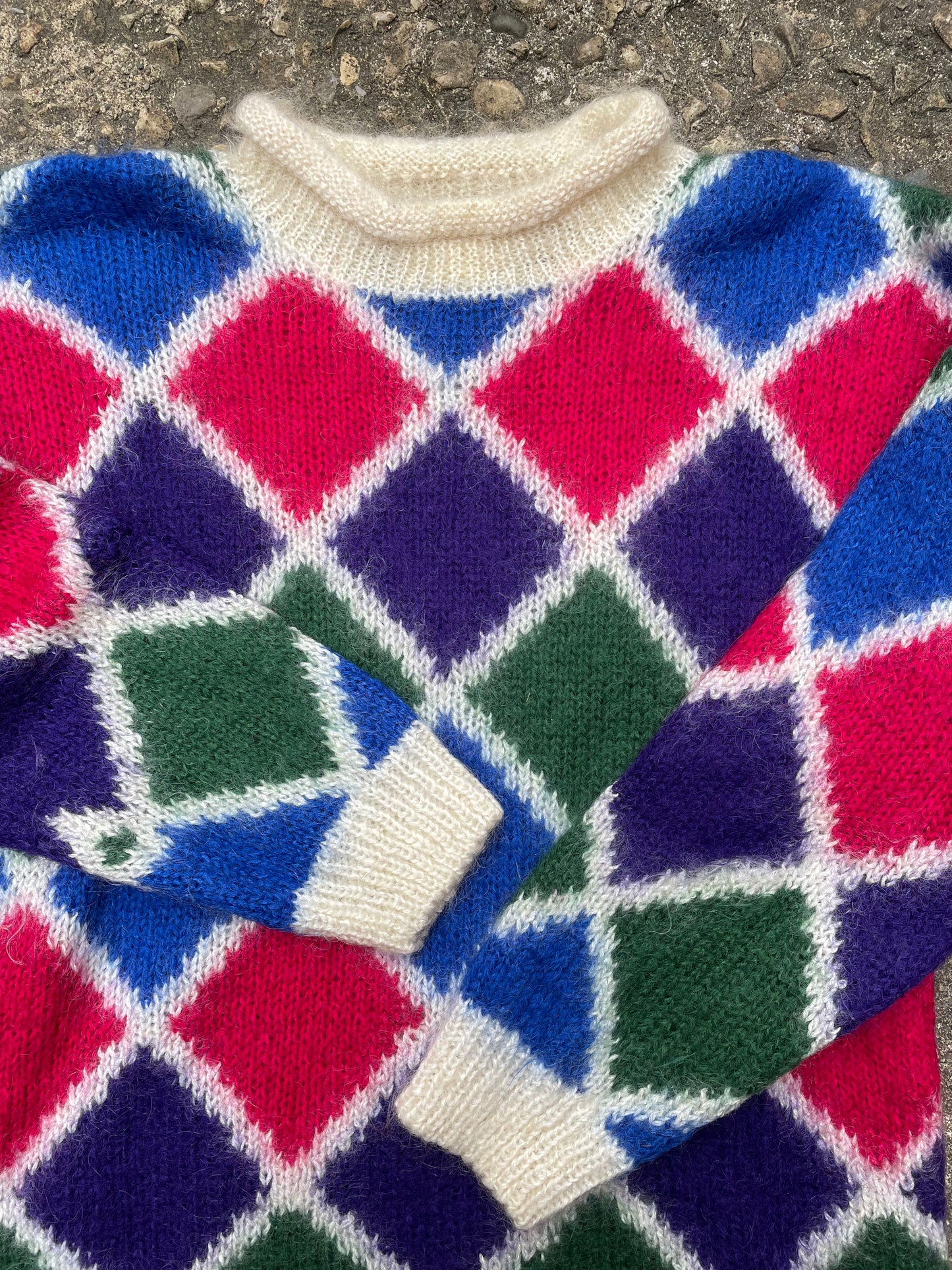 1970's Eaton Patterned Mohair Knit Sweater - M