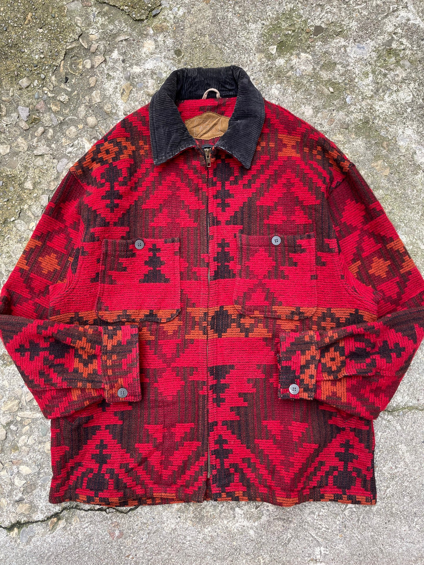 1990's Woolrich Aztec Patterned Wool Jacket - L