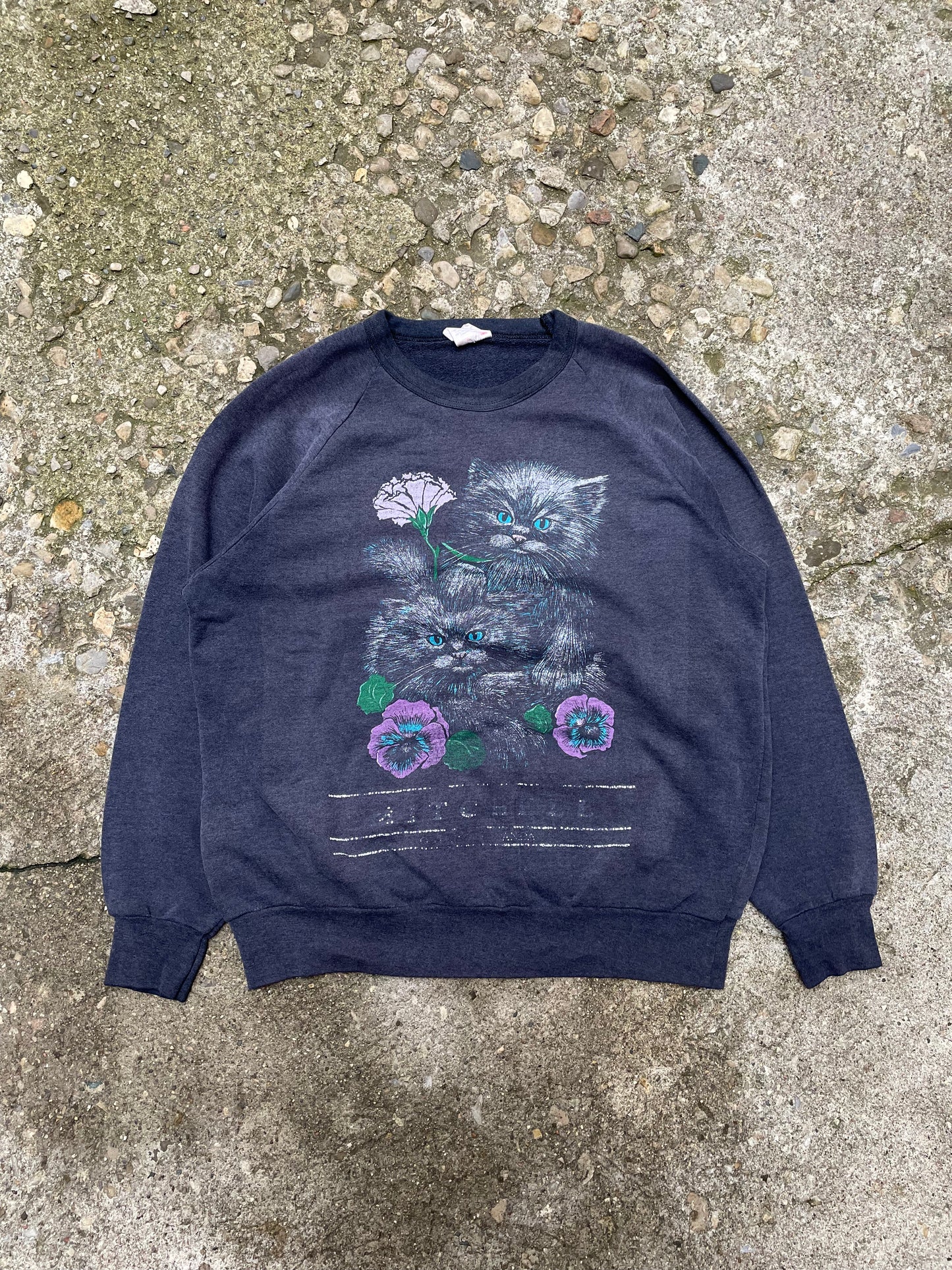 1980's Cat Graphic Crewneck Sweatshirt - M